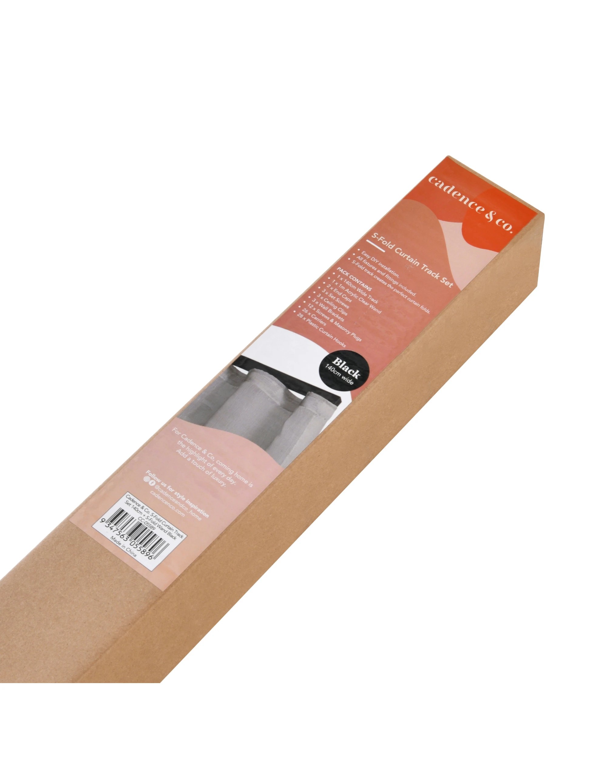 7 Cadence & Co. S-Fold Curtain Track Set 220cm + S-Fold Wand - Black, 7 of 7
