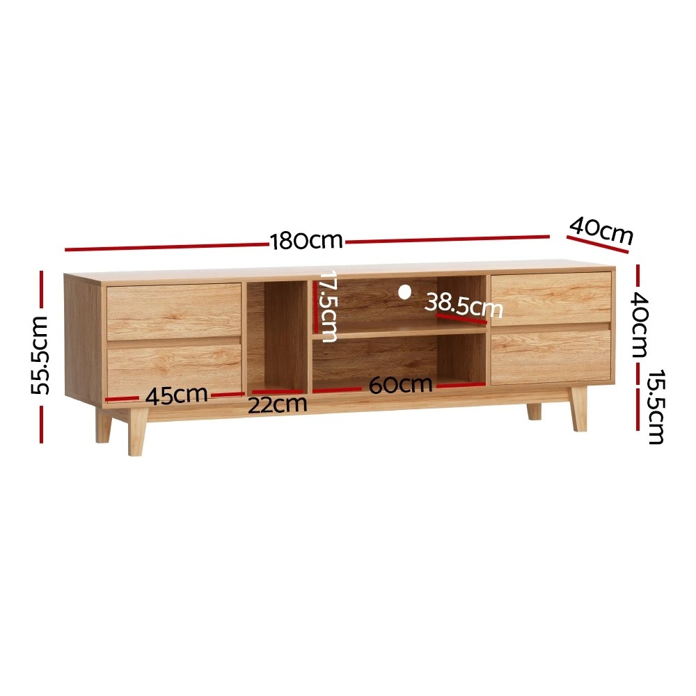 3 Artiss Asa Entertainment Unit Stand TV Cabinet Storage Drawer 180cm - Natural, 3 of 7