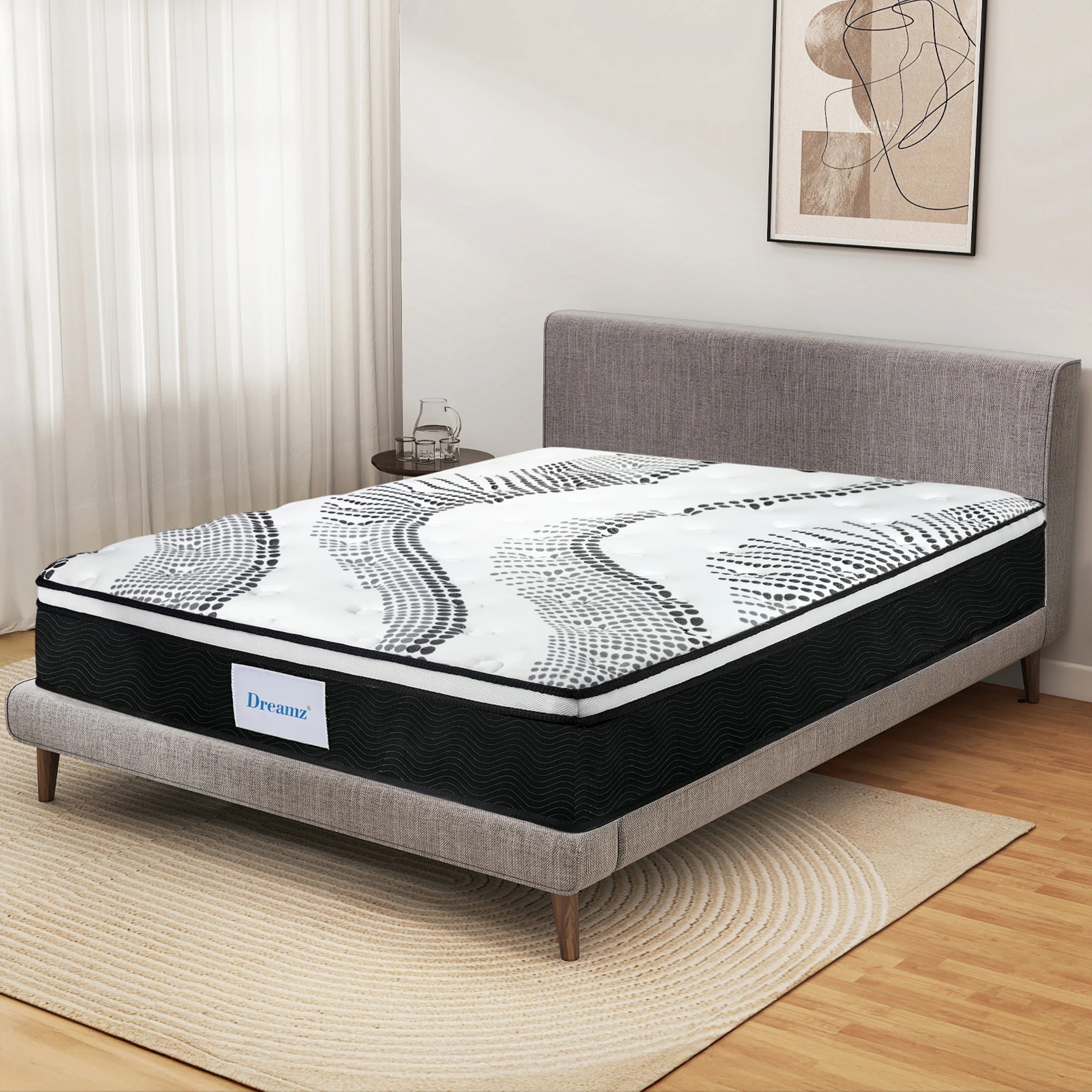 7 Dreamz Spring Mattress 7 Zone Bed Pocket Medium Firm Memory Foam 32cm Double, 7 of 9