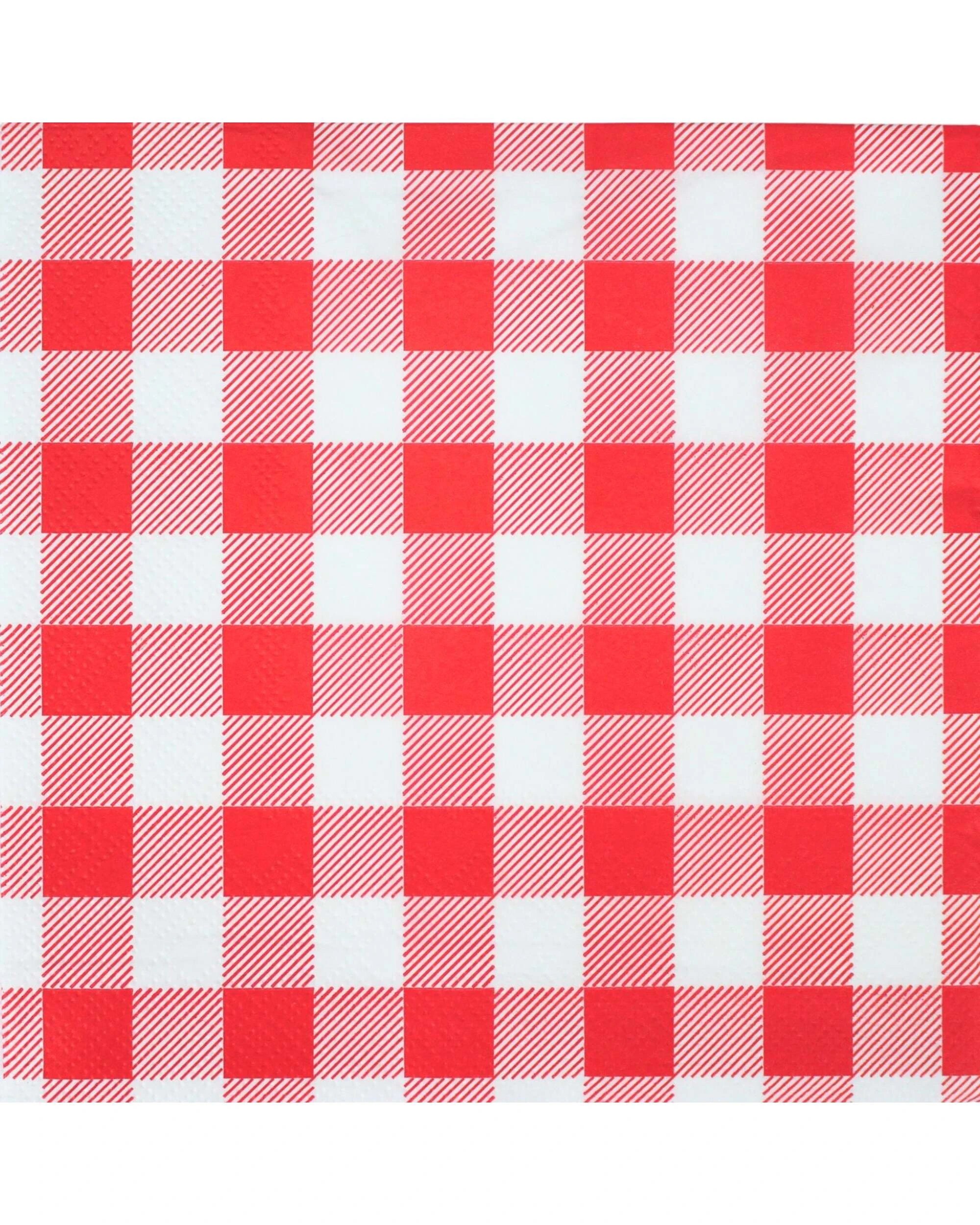 1 Party Maker Bright Gingham Large Napkins Serviettes Pack of 25 - Red, 1 of 3