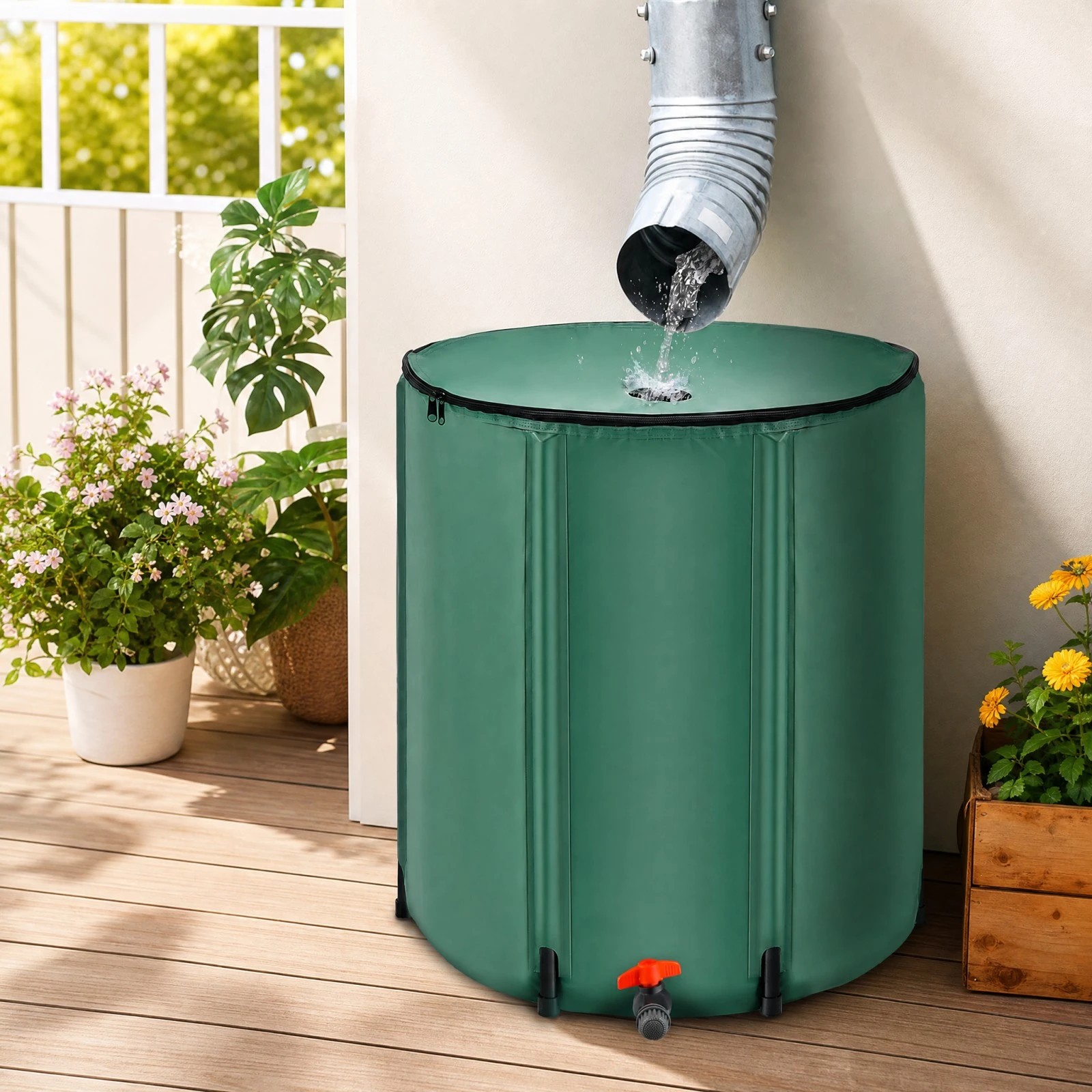 1 Costway 200L Collapsible Rain Barrel Foldable Rainwater Collection System Water Storage Container, 1 of 5