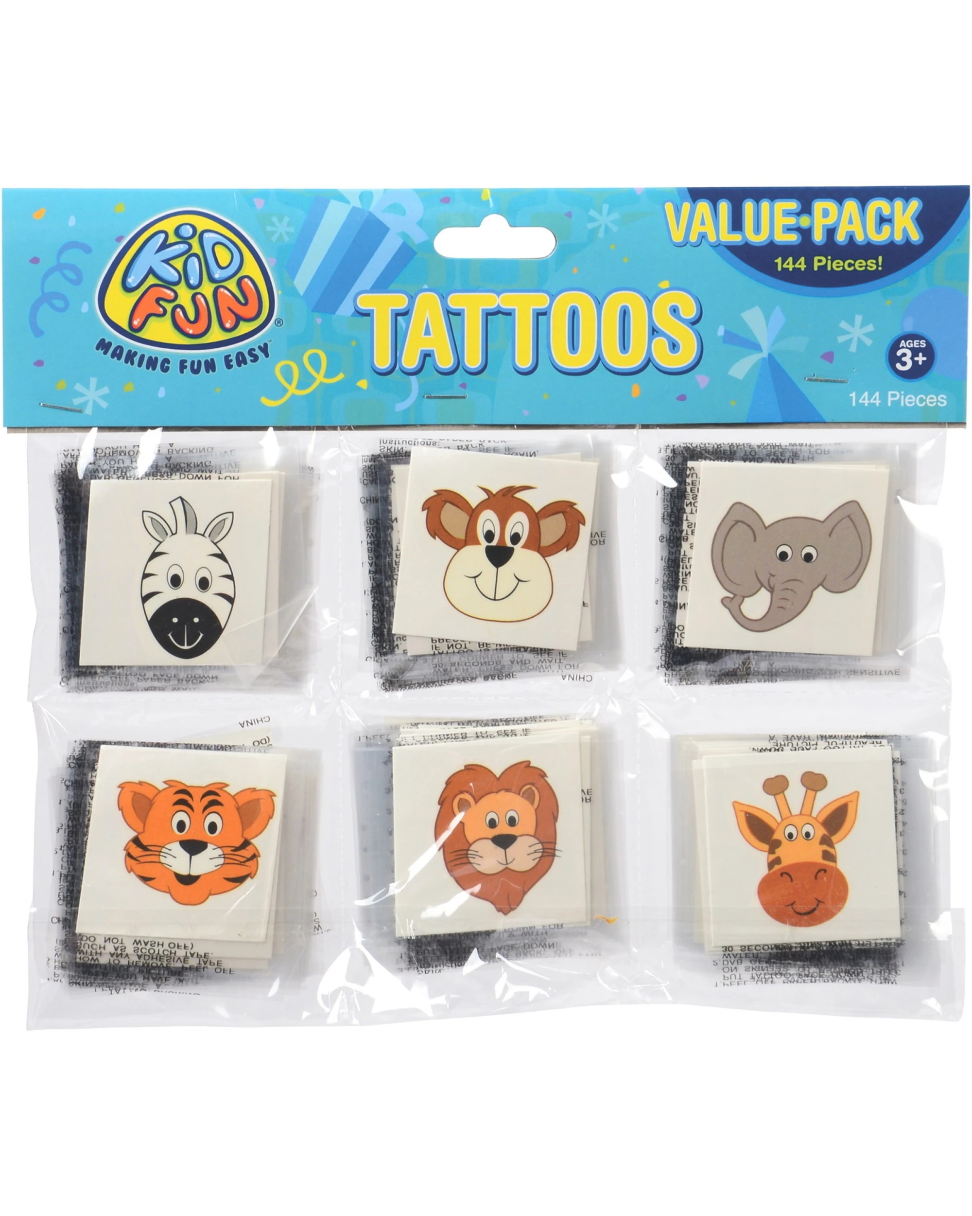 2 Partyrama Wild Jungle Animals Tattoos Pack of 144, 2 of 2