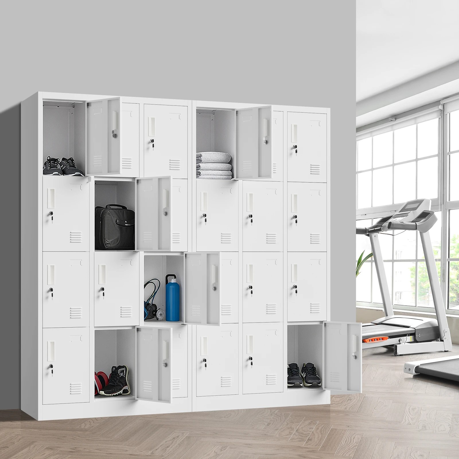 3 Oikiture 12 Doors Locker Cabinet Steel Storage Cupboard Office School Gym - White, 3 of 10