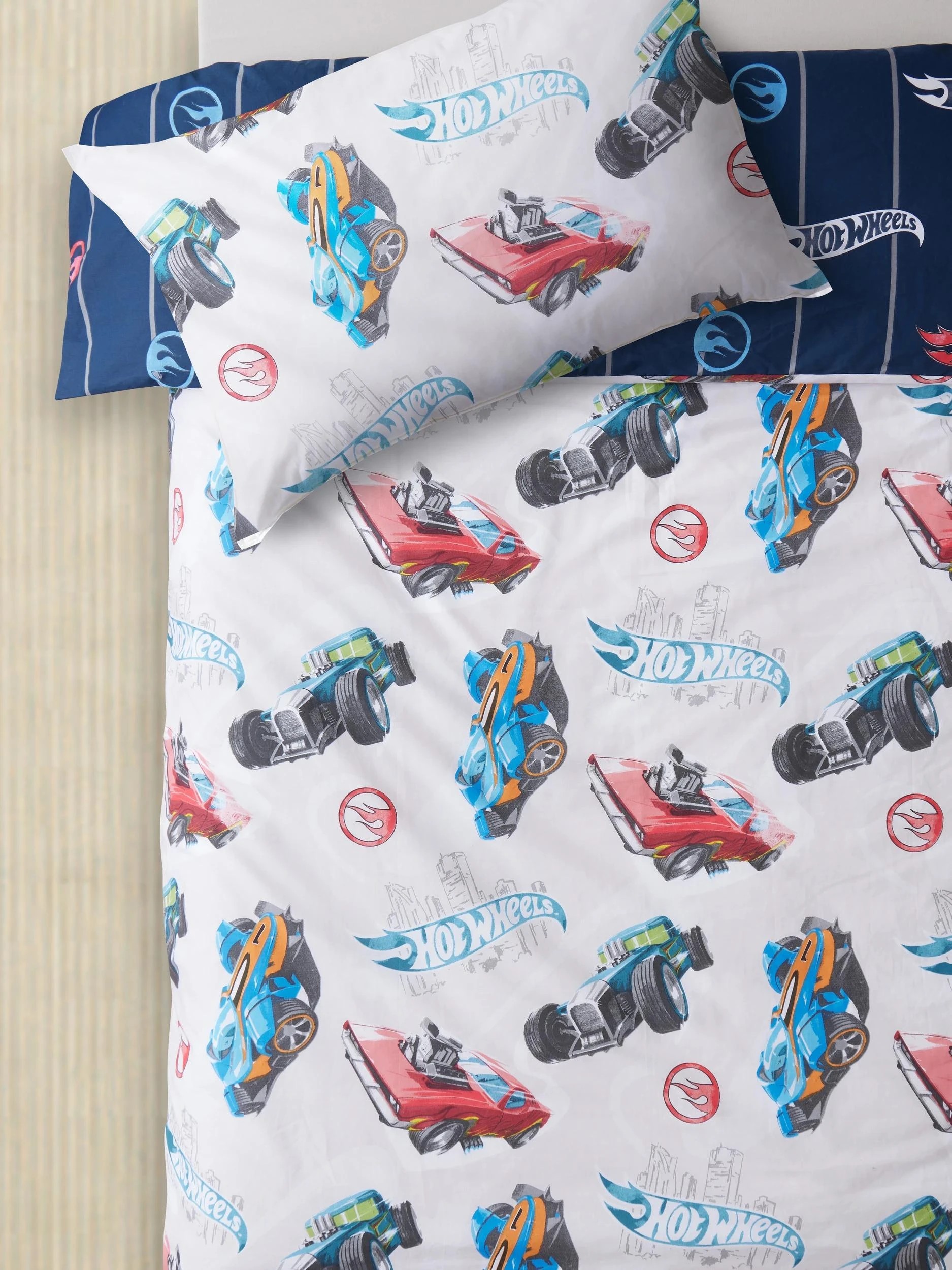 1 Hot Wheels Kids Quilt Cover Set - Single Bed - Blue, 1 of 4