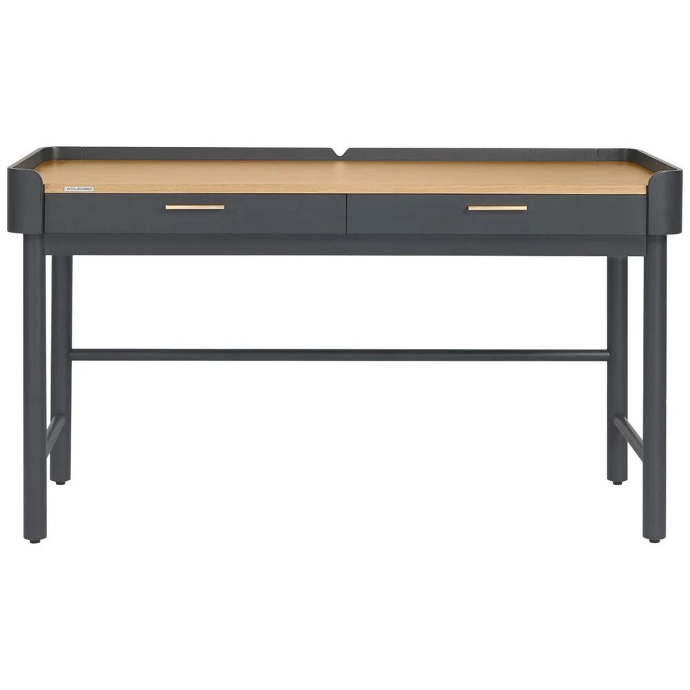 2 Stilford Leipzig 2 Drawer 1400mm Desk Charcoal and Oak Desks, Tables and Workstations, 2 of 10