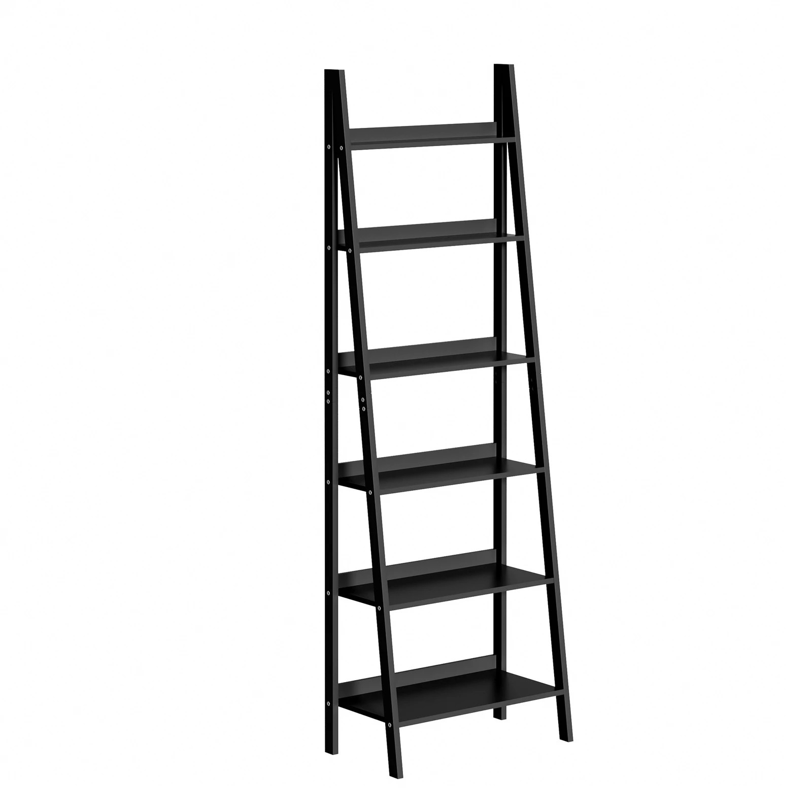 5 Oikiture Bookshelf 6 Tier Corner Ladder Shelf Home Storage Display Rack
 - Black, 5 of 9