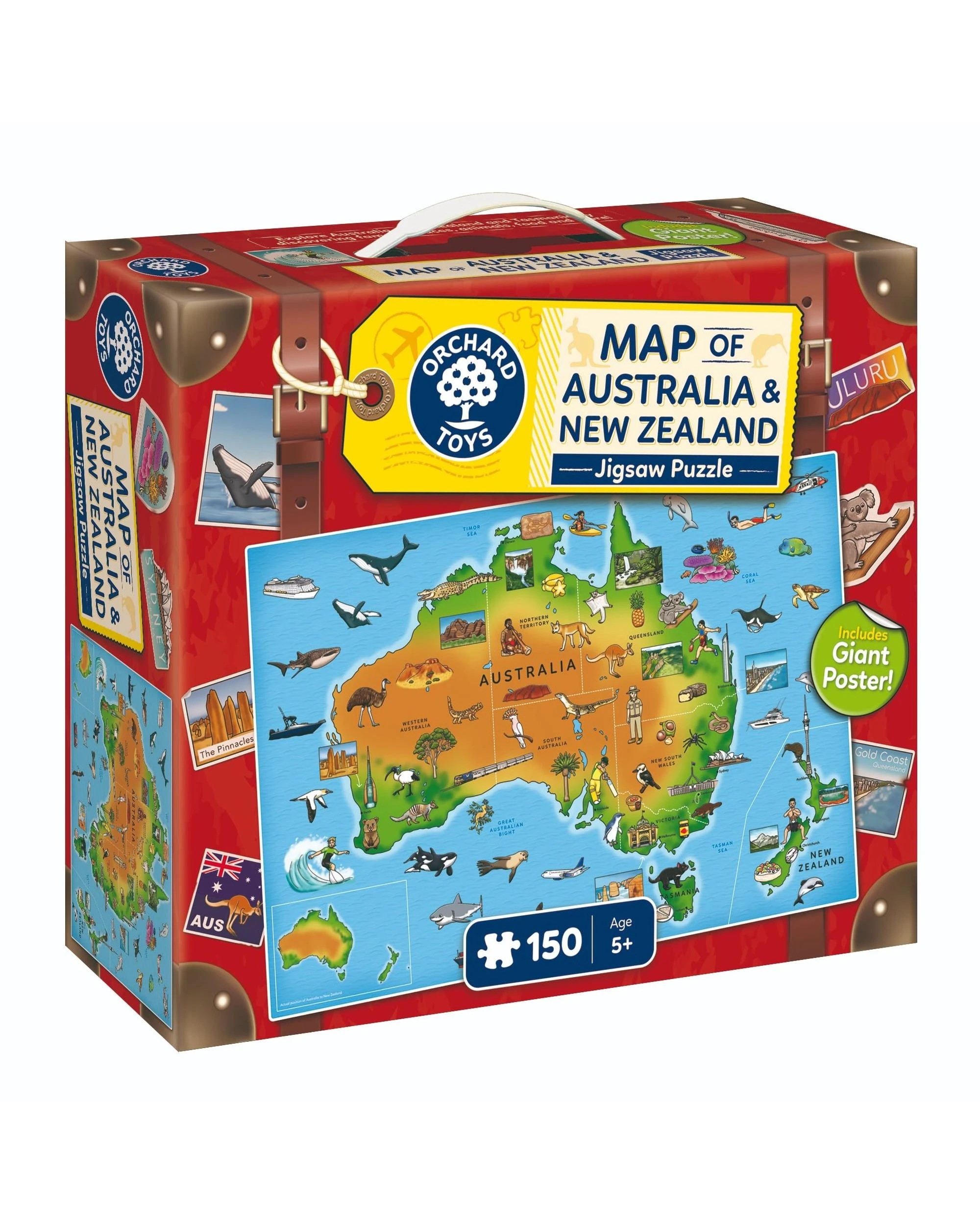 2 Orchard Toys Map of Australia and New Zealand 150 Piece Jigsaw Puzzle, 2 of 7