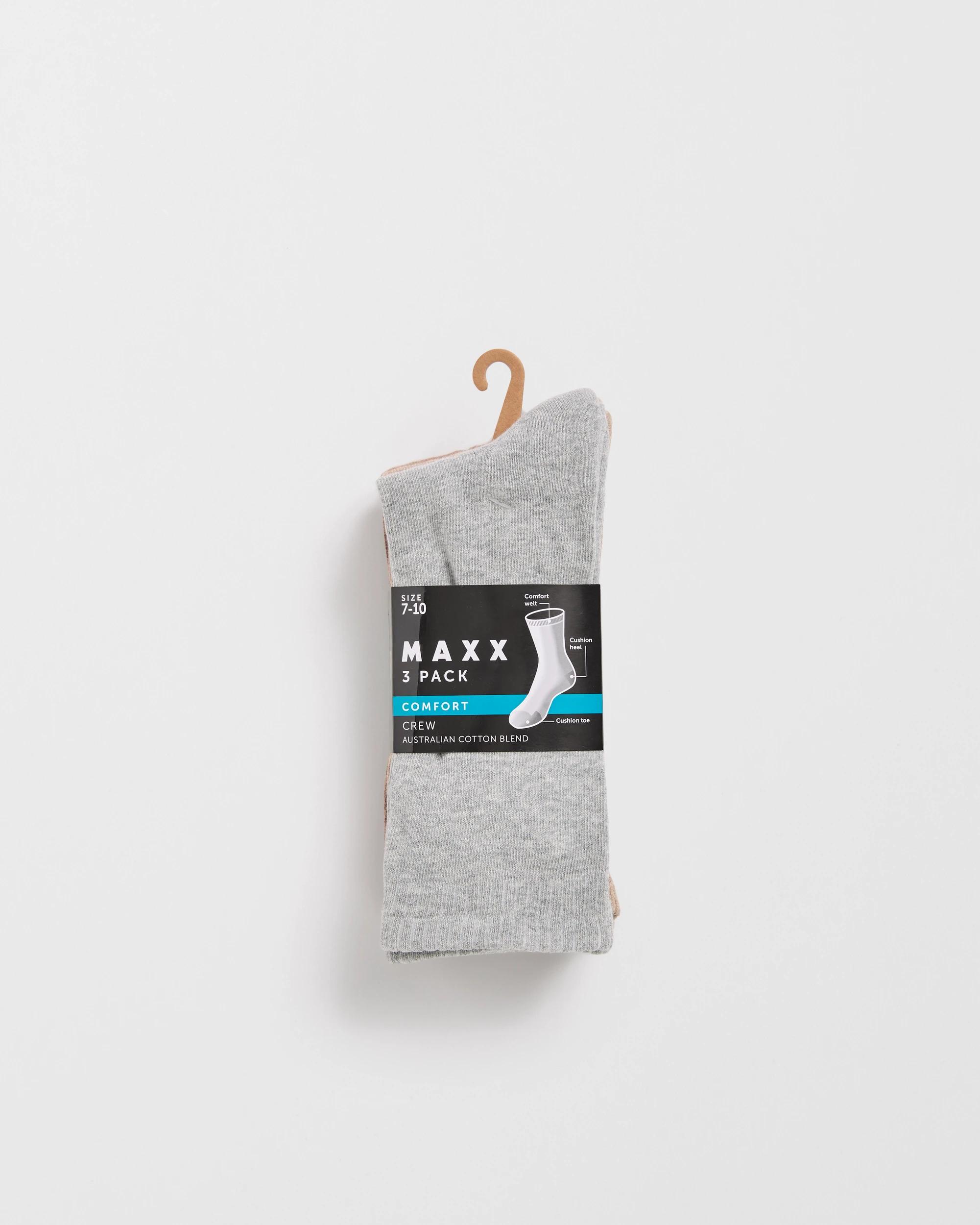 3 Maxx Australian Cotton Blend 3 Pack Comfort Socks NEUTRALS, 3 of 3