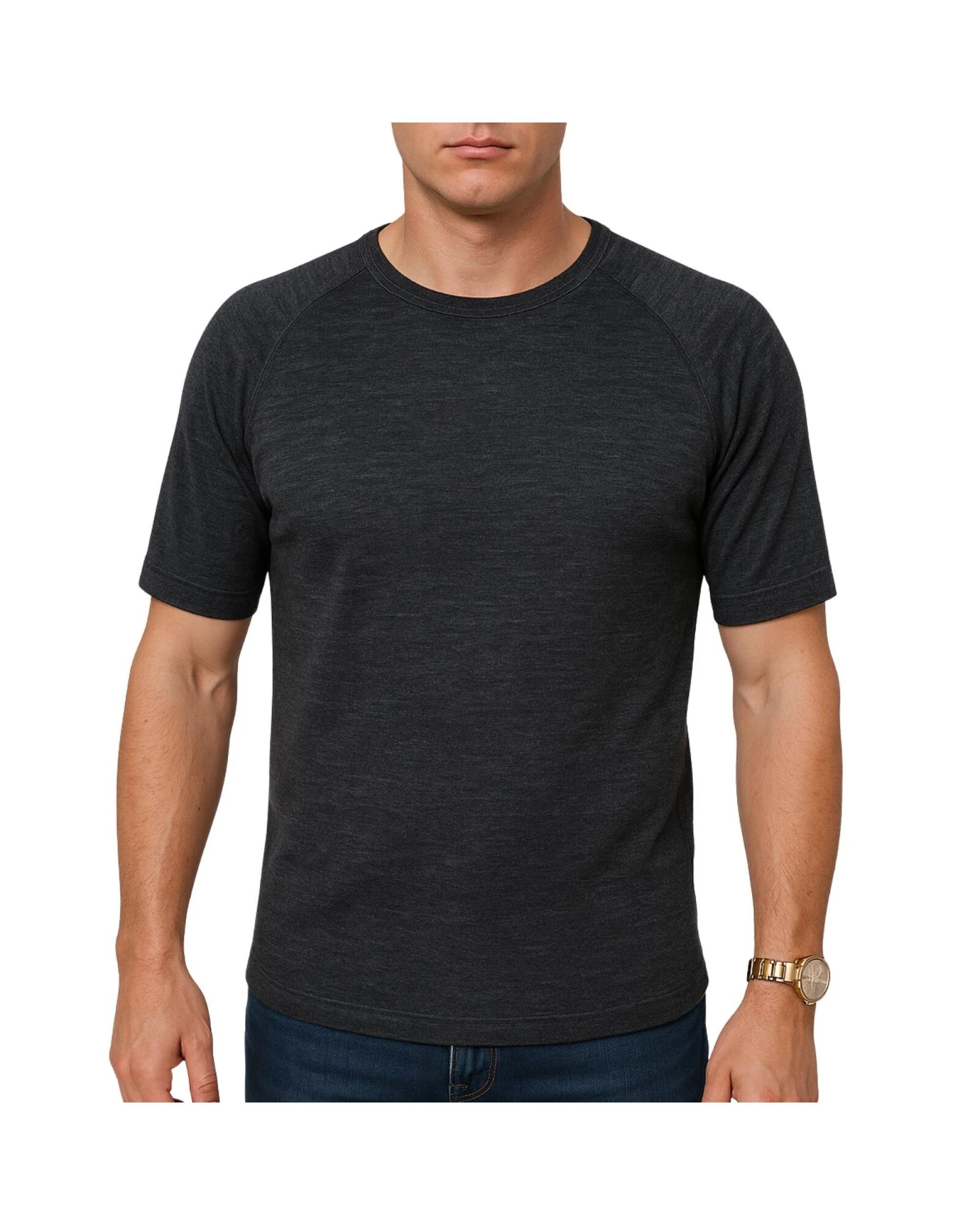 1 BR Home Mens Merino Wool Blend Short Sleeve Thermal Top in Black XXL BLACK, 1 of 4