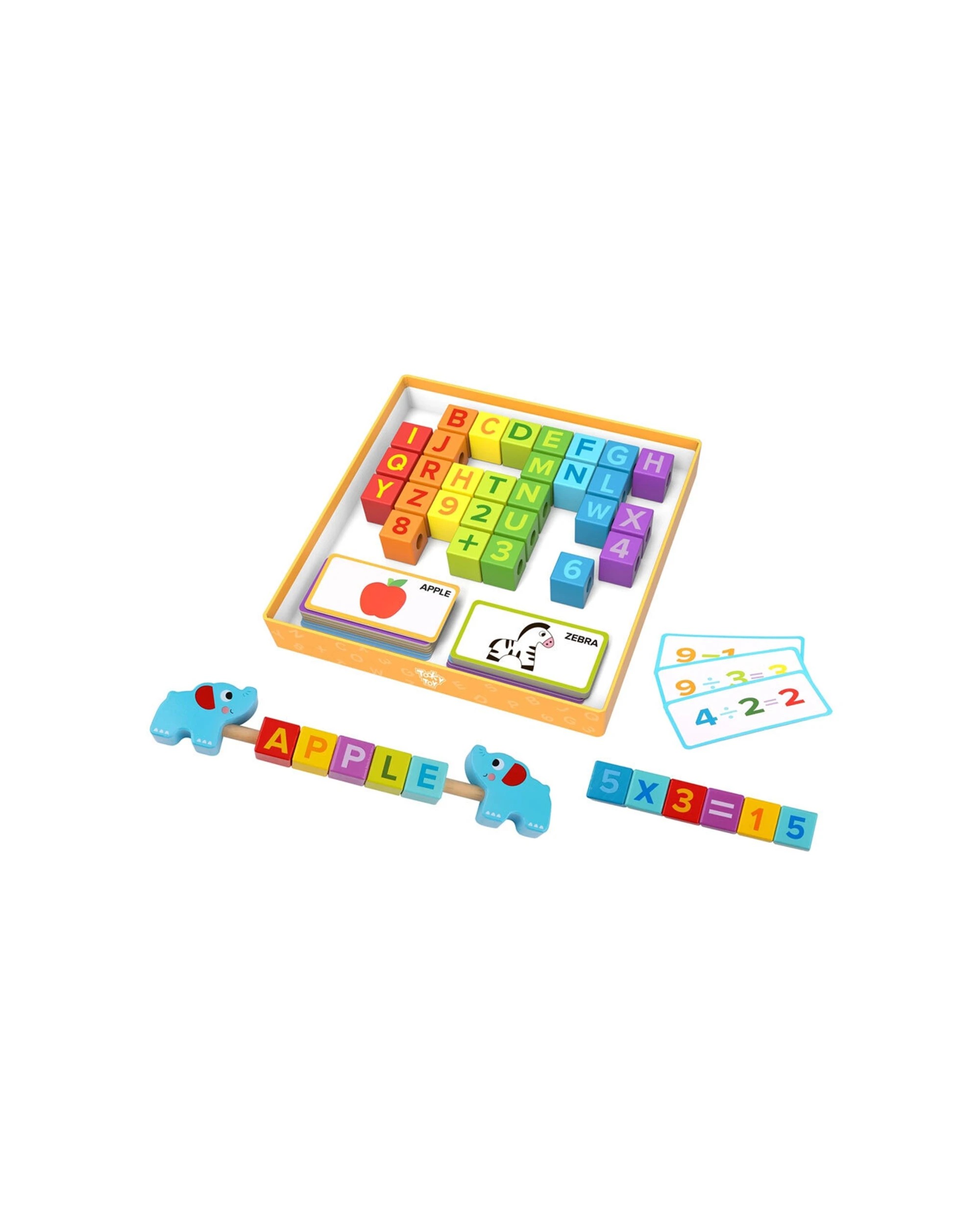 1 Tooky Toy 40pc Learning Wooden Building Blocks Letters Numbers Kids Educational - Multi, 1 of 4