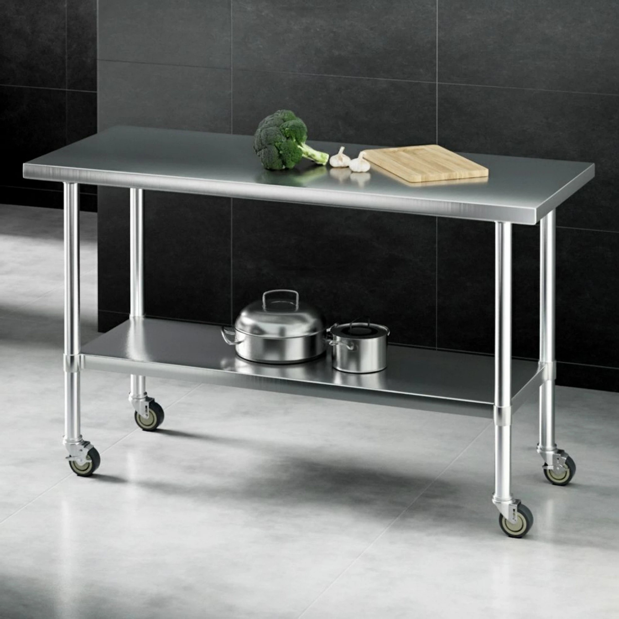 2 Cefito Stainless Steel Kitchen Bench with Wheels - Multi, 2 of 8