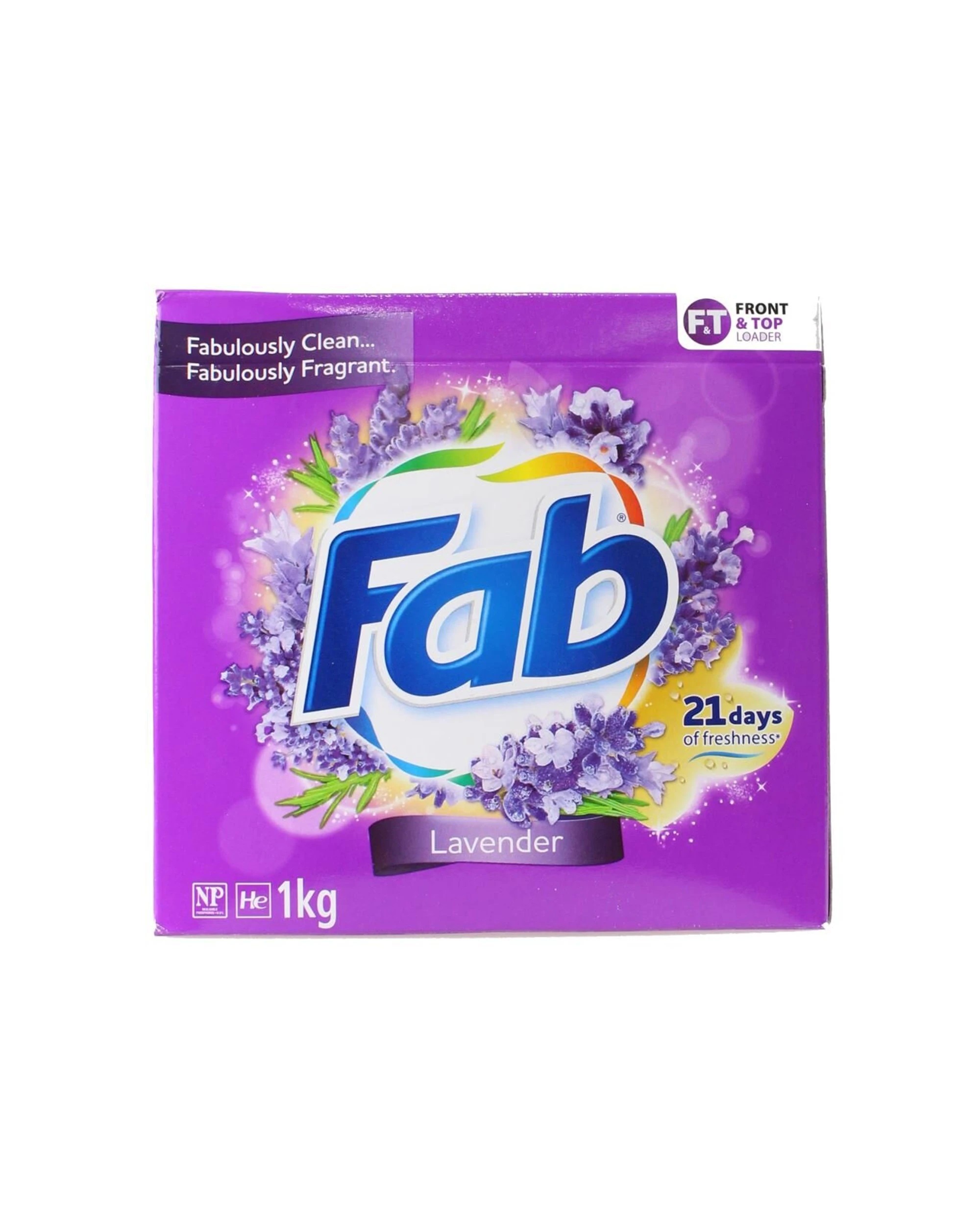 2 Fab 12pk Laundry Powder Lavender Front Top Loader Stain Remover 1kg - Purple, 2 of 5