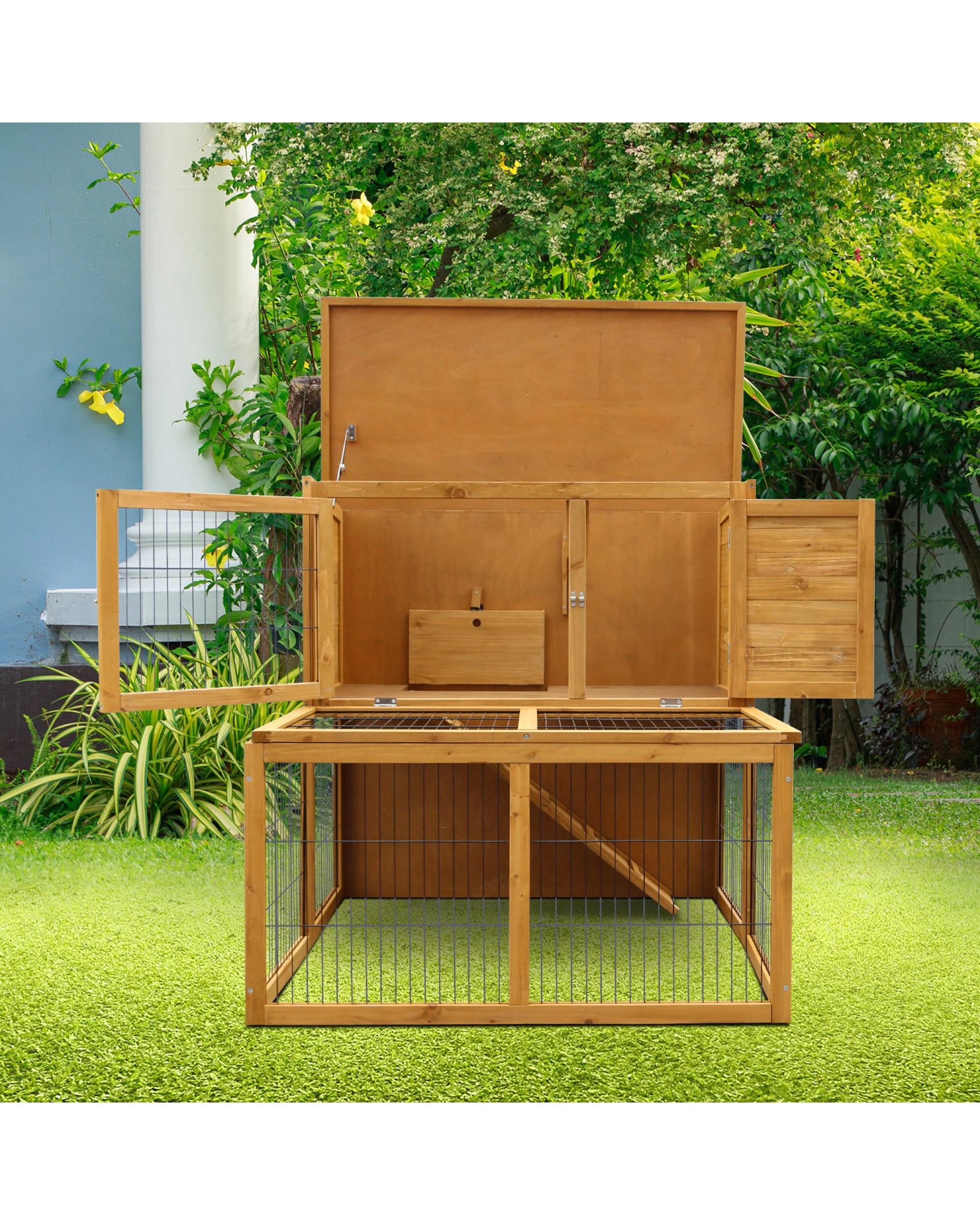 6 Furtastic 2 Storey Chicken Coop and Rabbit Hutch With Large Run - Brown, 6 of 9