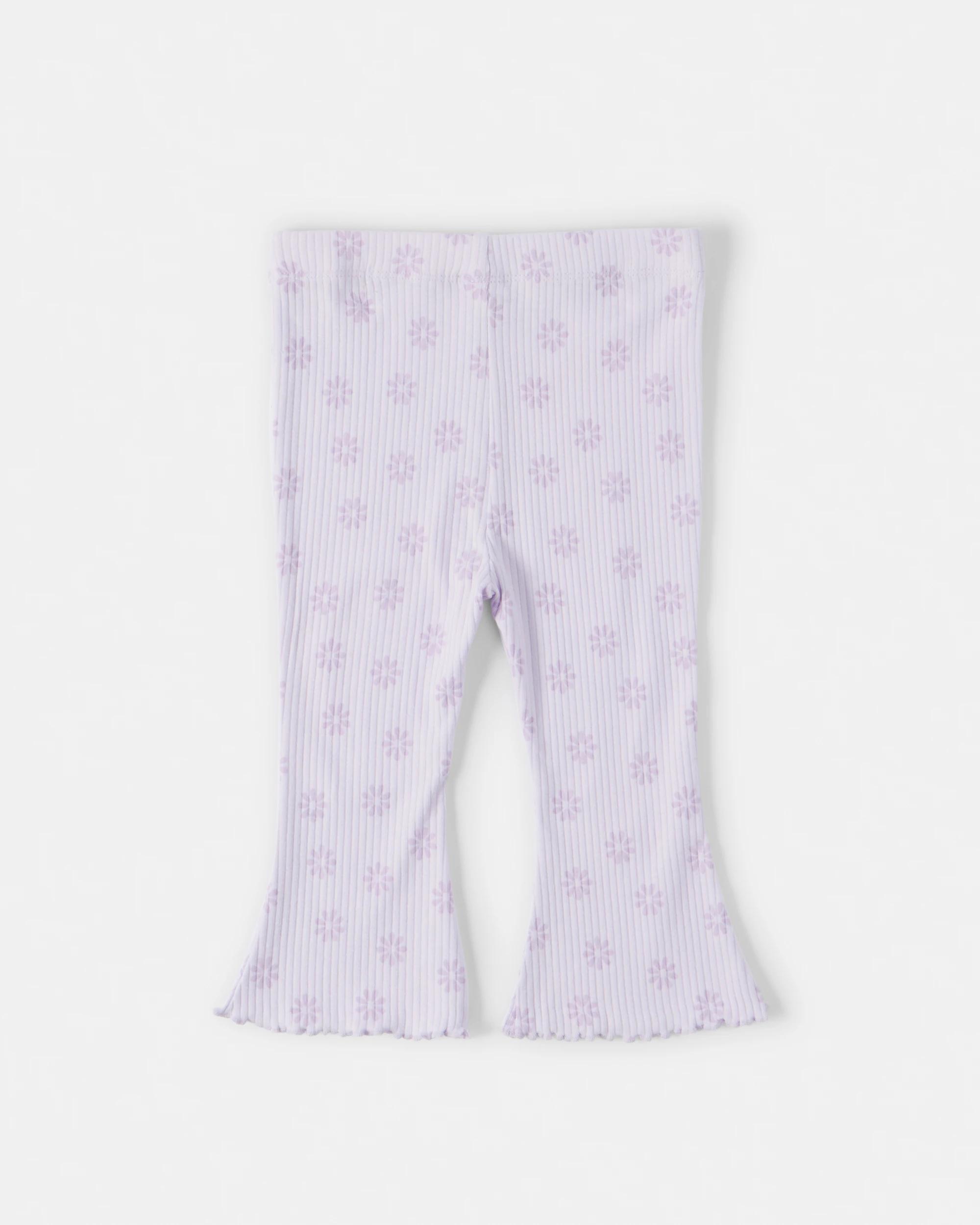 2 Cotton Rib Flare Leggings Lilc Daisy, 2 of 3