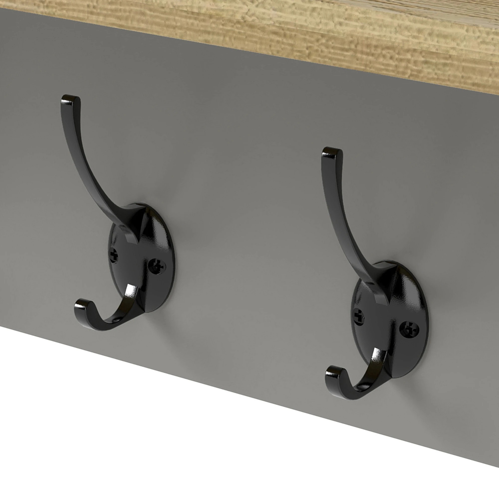 5 Levede Coat Rack Wall Mounted Shelf 7 Double Hooks - Grey, 5 of 9