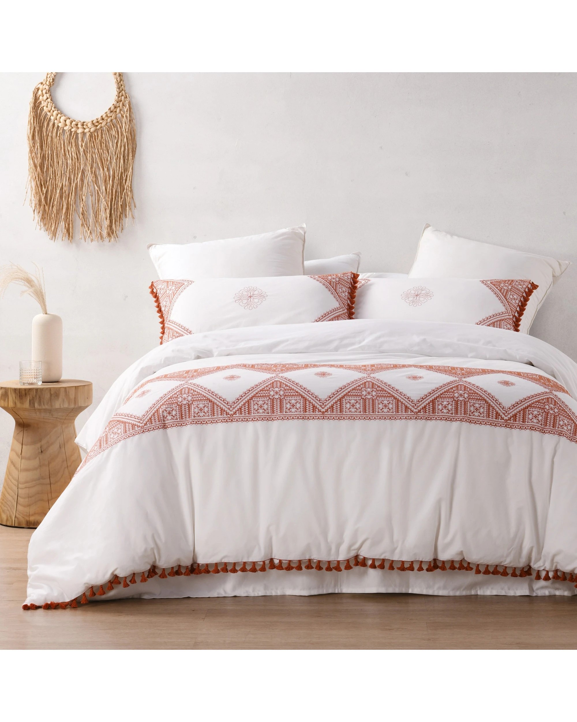 1 Dreamaker Liberty 100% Cotton Quilt Cover Set - Queen Bed - Rust, 1 of 8