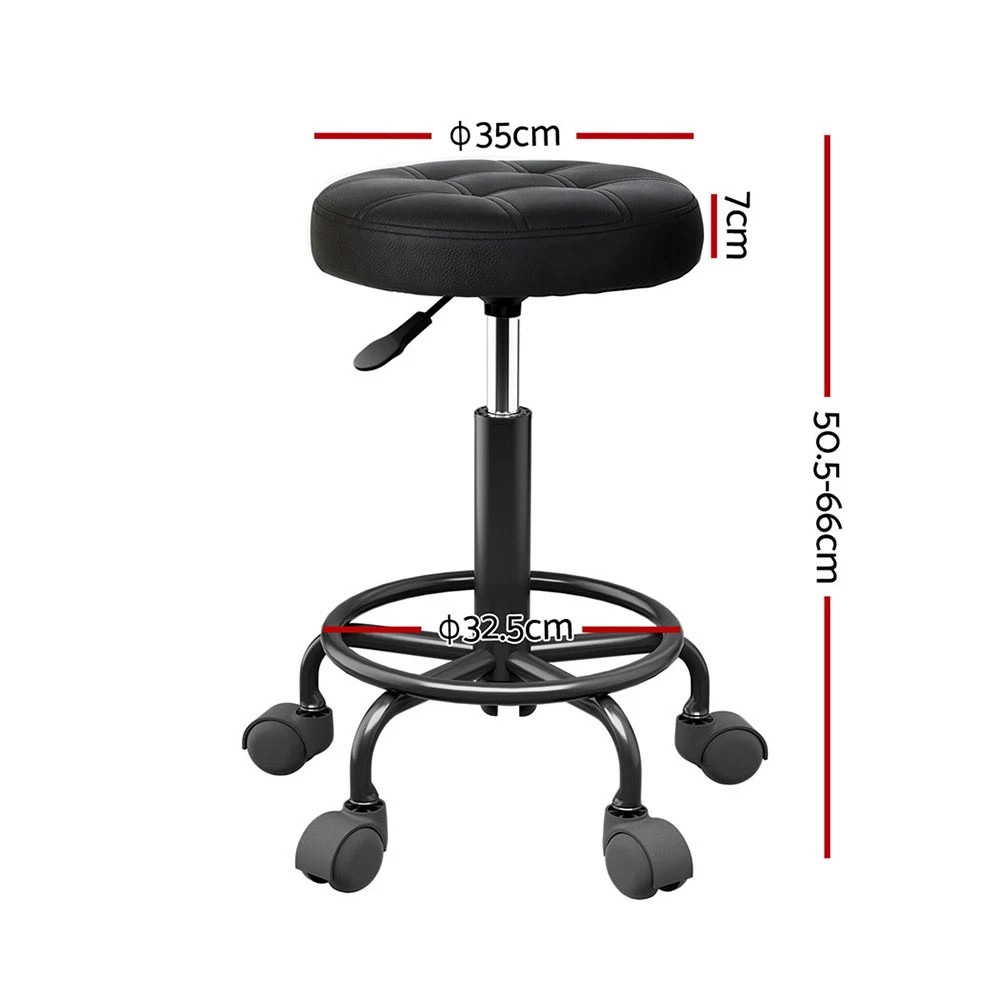 2 Artiss Salon Stool Round Swivel Chairs - Black, 2 of 4