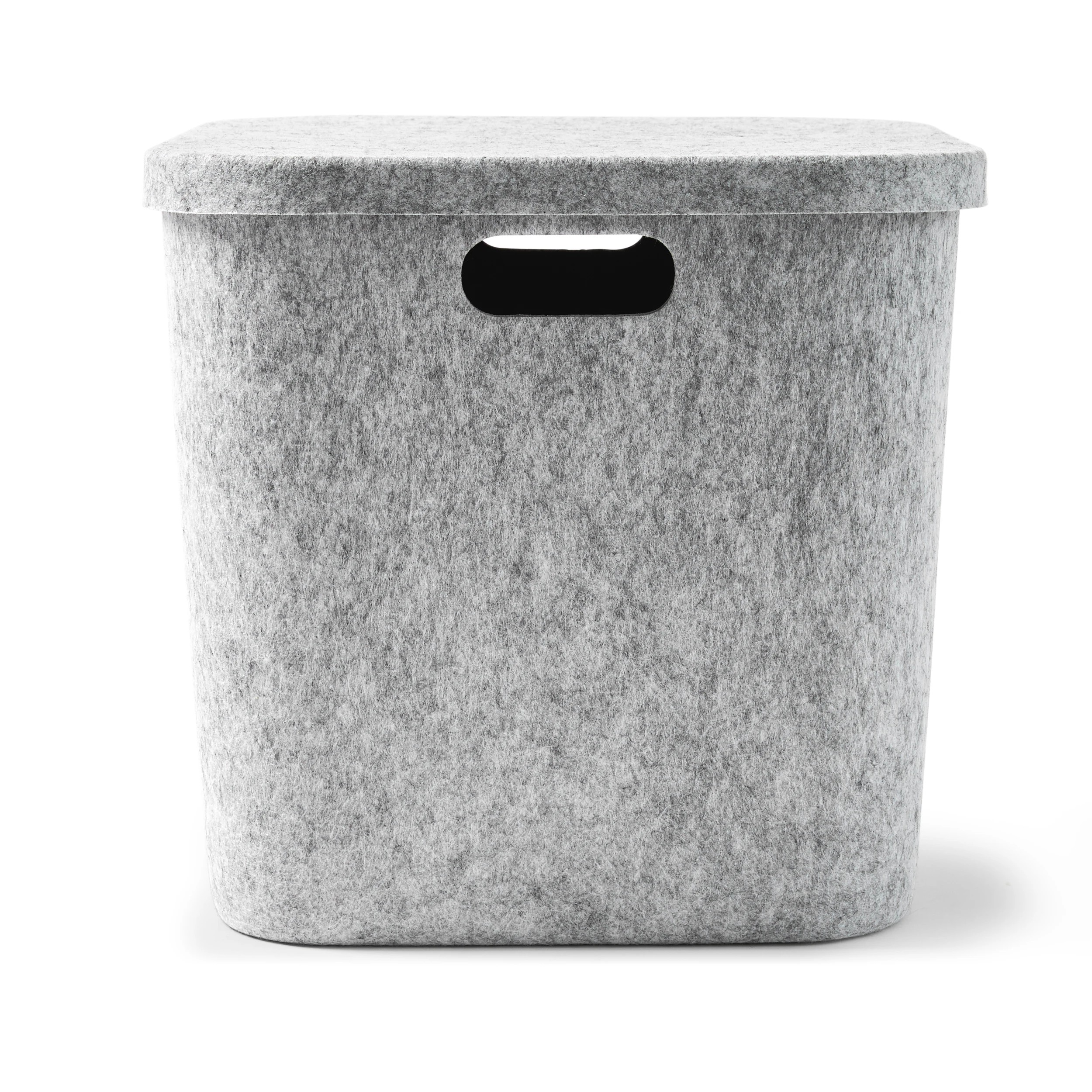5 Square Felt Basket with Lid - Grey, 5 of 8