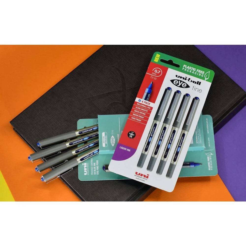 5 Uni-Ball Eye Fine Rollerball Pens Blue 4 Pack, 5 of 6