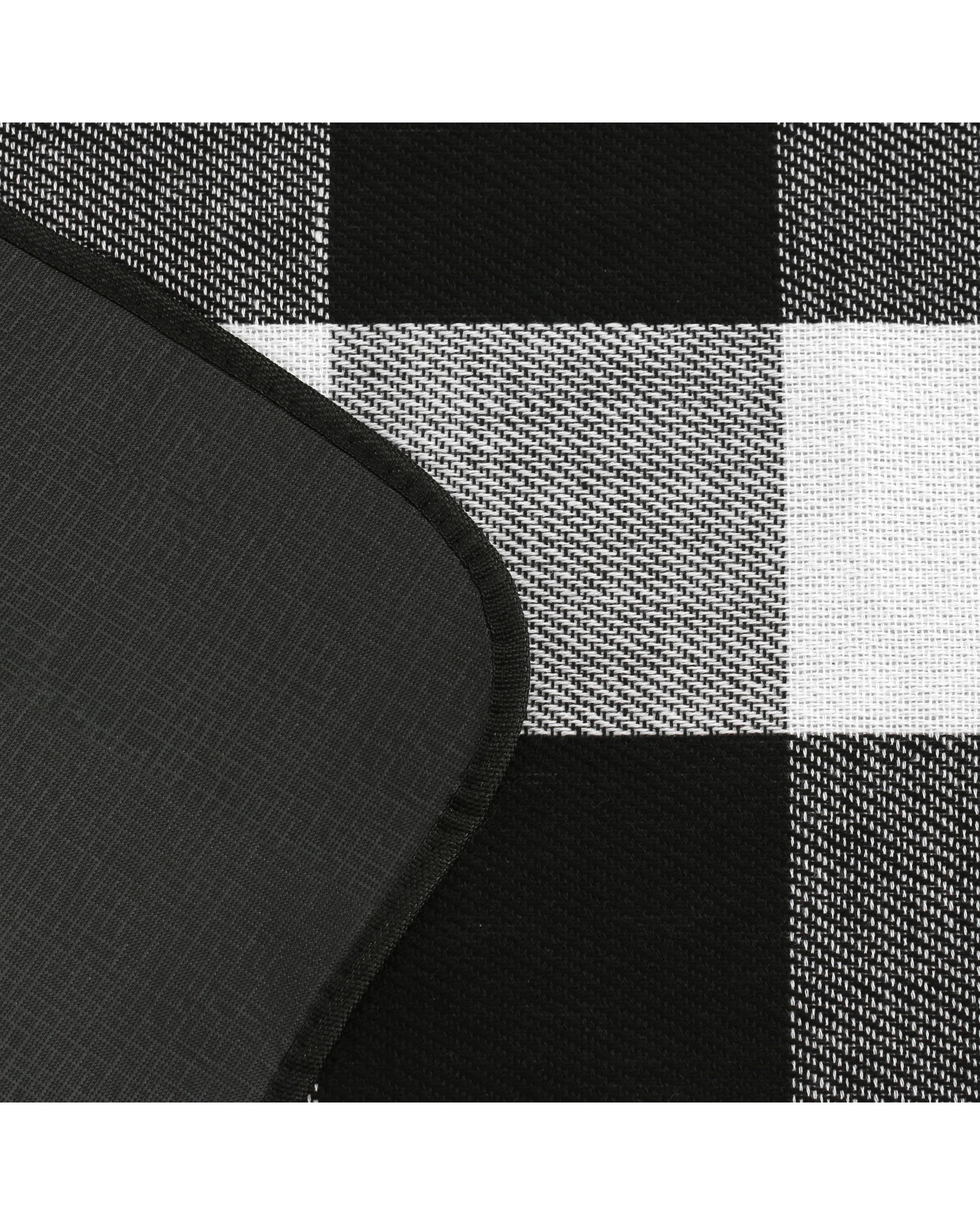 3 Sherwood Faux Linen Plaid Picnic Rug 200x150cm - Black and White, 3 of 6