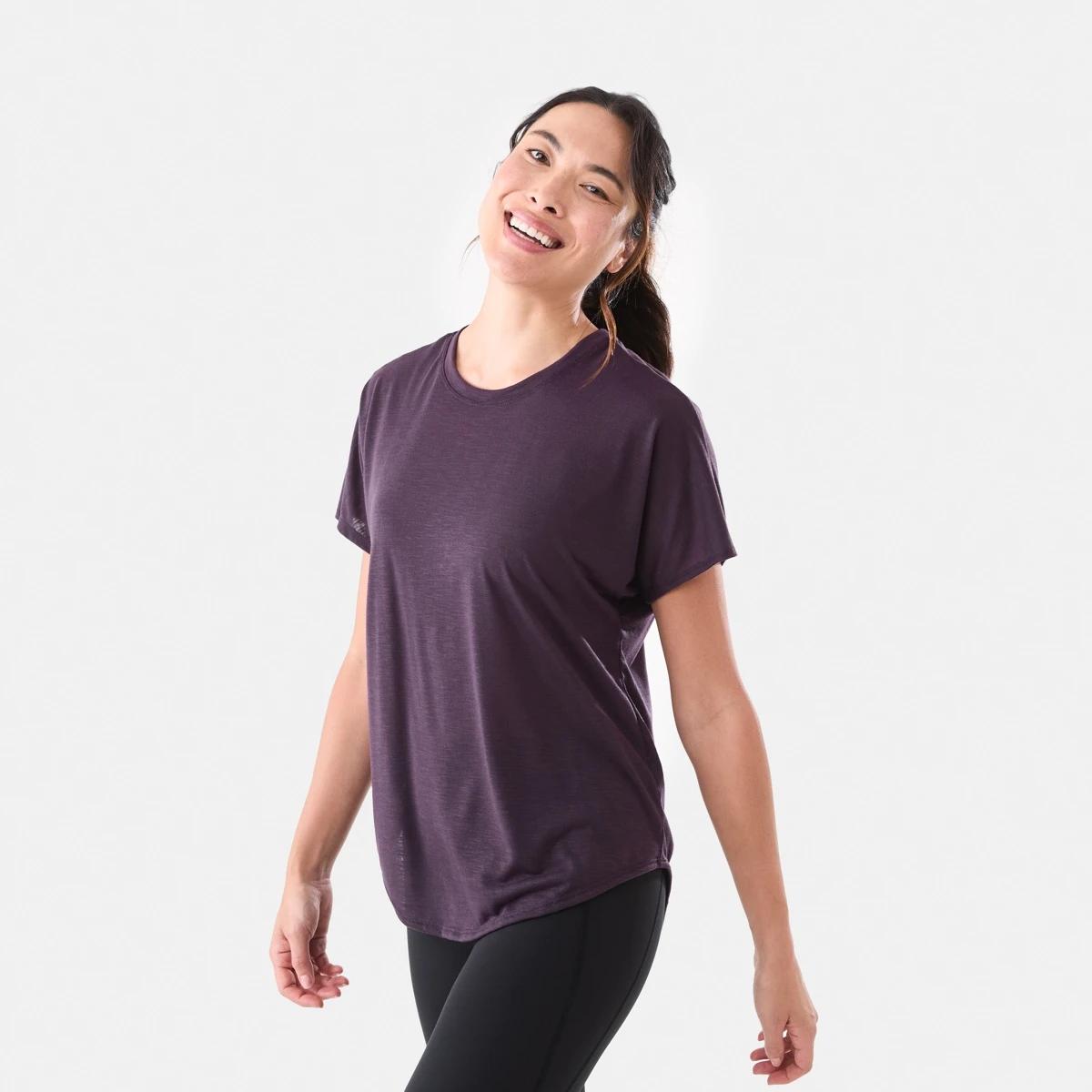 2 Active Womens Relax Sleeve T-shirt Purp Rasin, 2 of 5