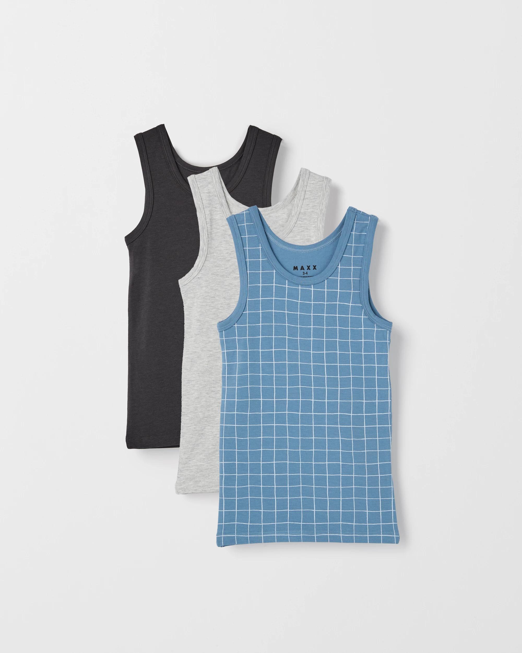 1 Maxx Bamboo Rich 3 Pack Boys Vest GRID, 1 of 5