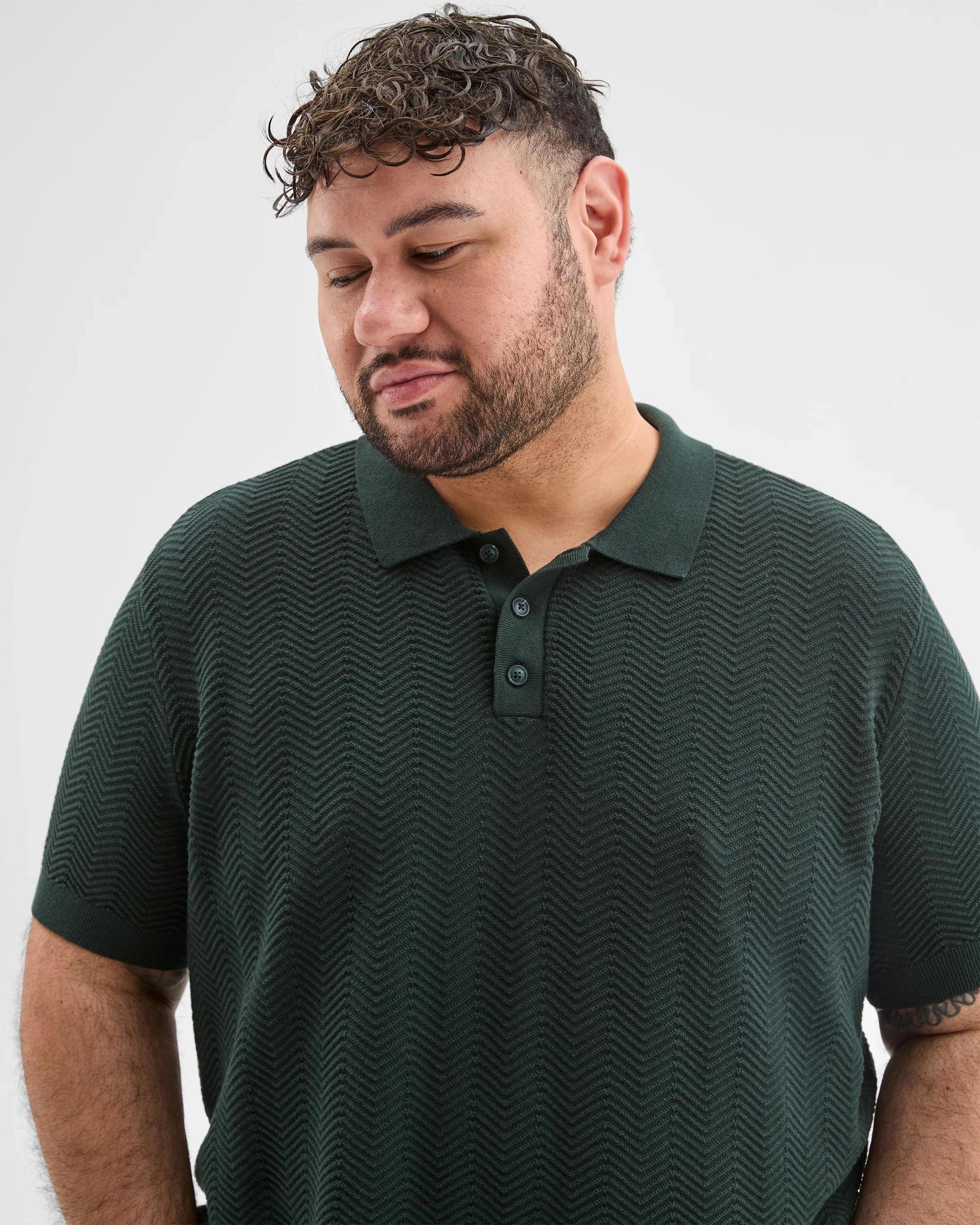 3 Target Plus Size Australian Cotton Blend Textured Polo Top DARK GREEN, 3 of 6