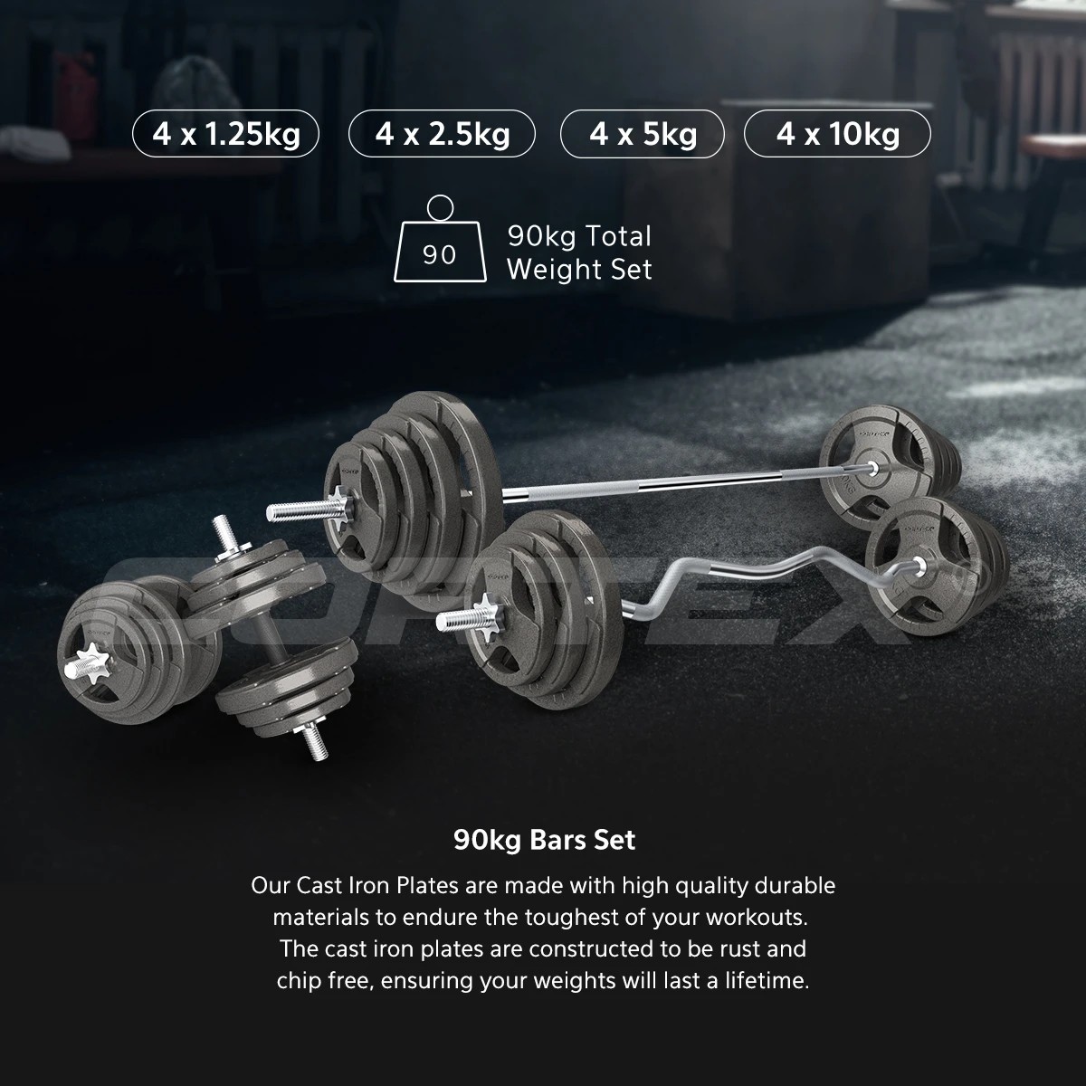 7 LSG GRK-110 Space Saving Multi-Function Rack with 74kg Cable Crossover, FID Bench, 90kg Standard Weight Package - Black, 7 of 10