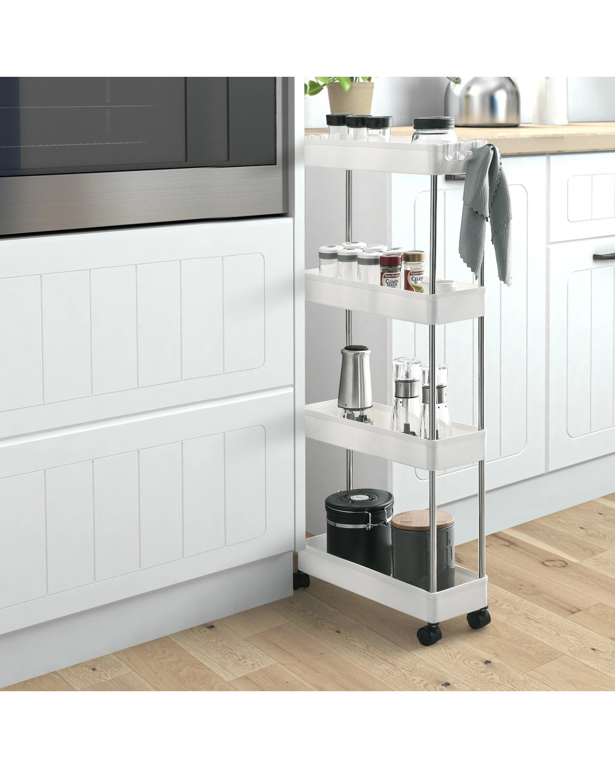 2 Sherwood Home 4 Tier Storage Organiser 40x12.5x86cm - White, 2 of 4