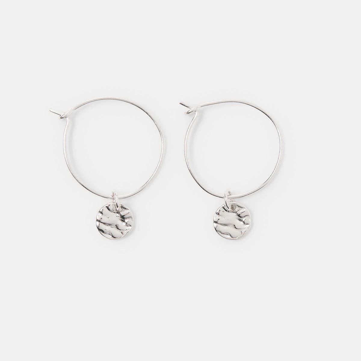 1 Sterling Silver Crinkle Hoop Earrings Silver, 1 of 4