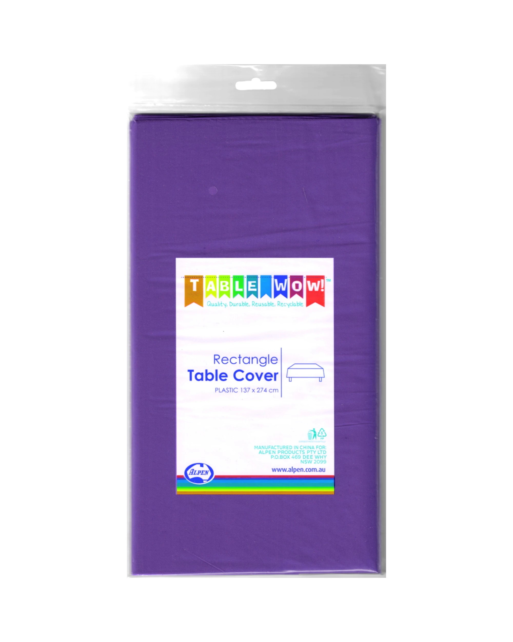 2 Alpen Plastic Rectangular Tablecloth - Purple - Purple, 2 of 2