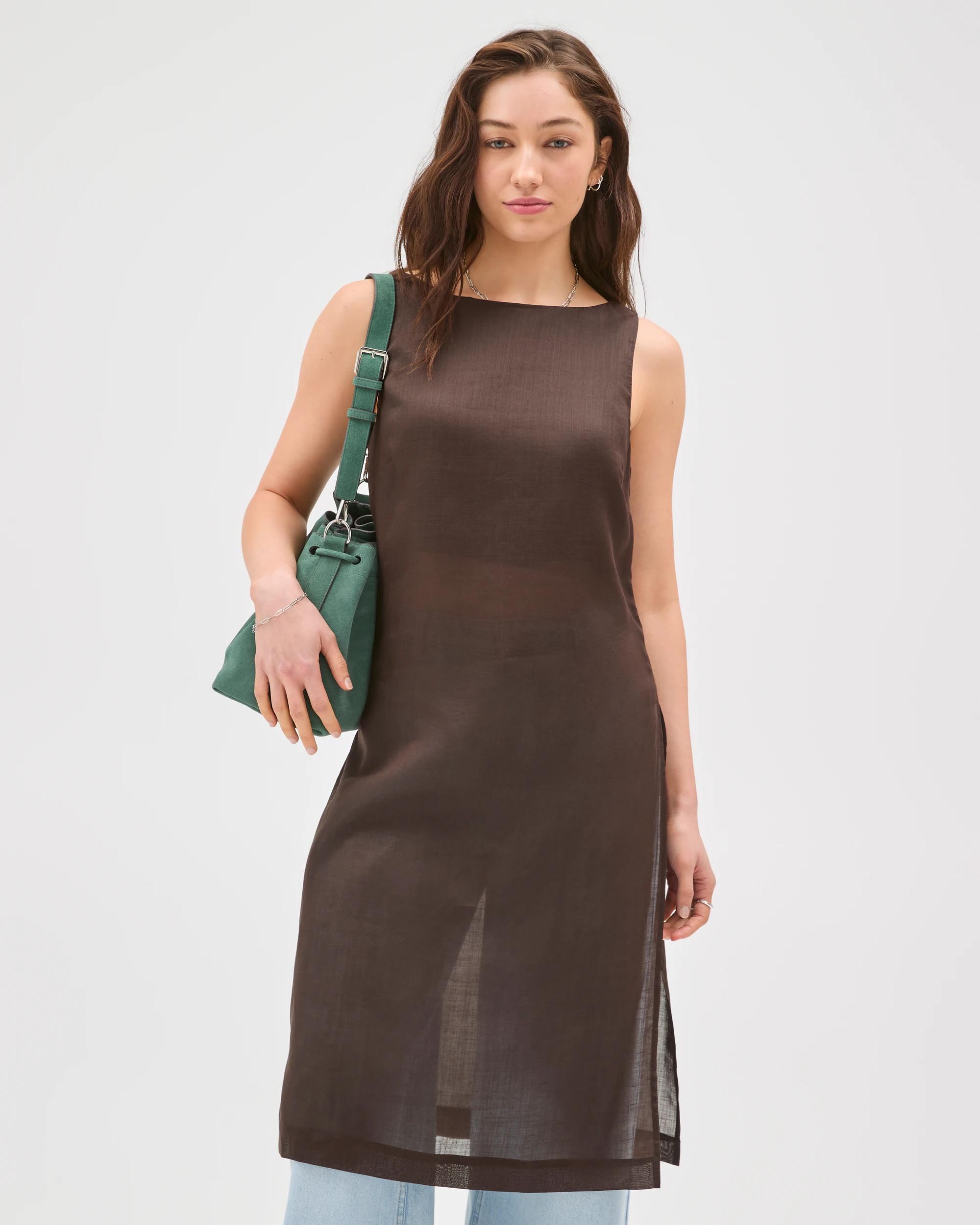 4 Lily Loves Sheer Tunic Top TRUFFLE, 4 of 7