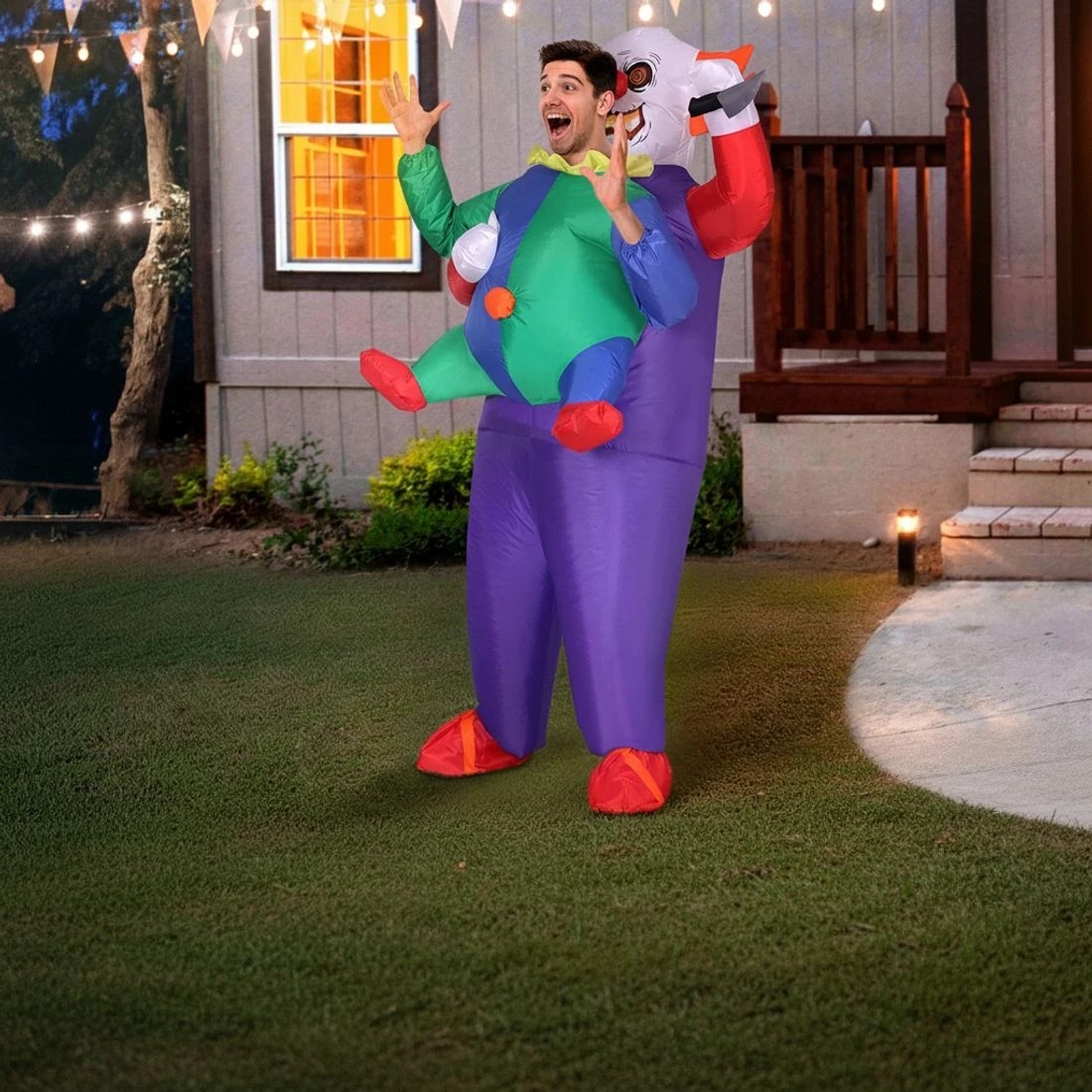 2 Inflatable Clown Costume Adult Suit Blow Up Party Fancy Dress Halloween - Purple, 2 of 4