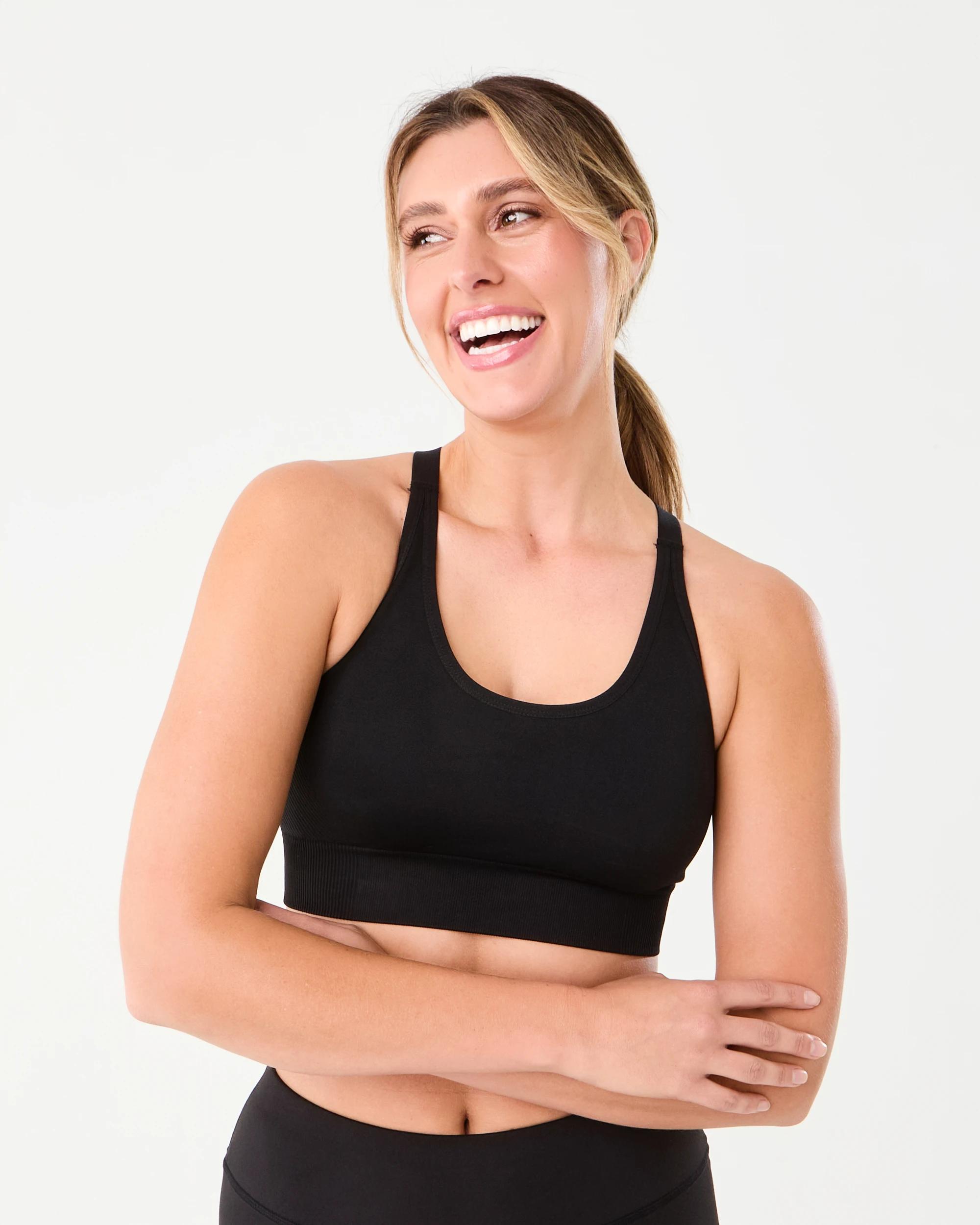 4 Active Womens Seamfree Crop Top Black, 4 of 6