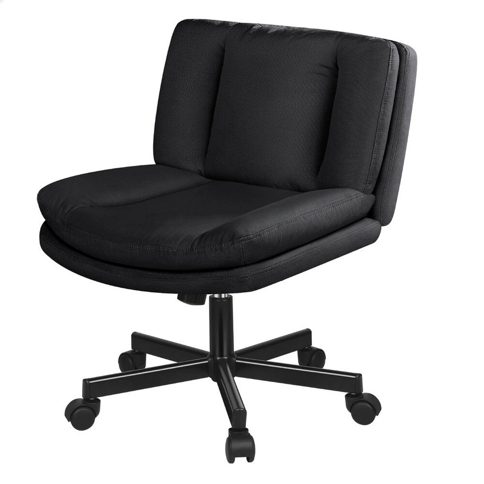 1 Alfordson Armless Office Desk Chair Mid Back Wide Seat w/ Wheels Fabric - Black, 1 of 10