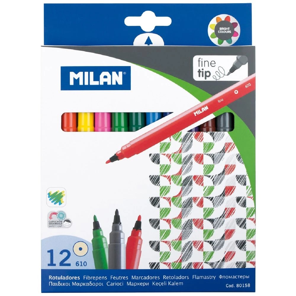 1 Milan Fibre Pens 12 Pack, 1 of 1