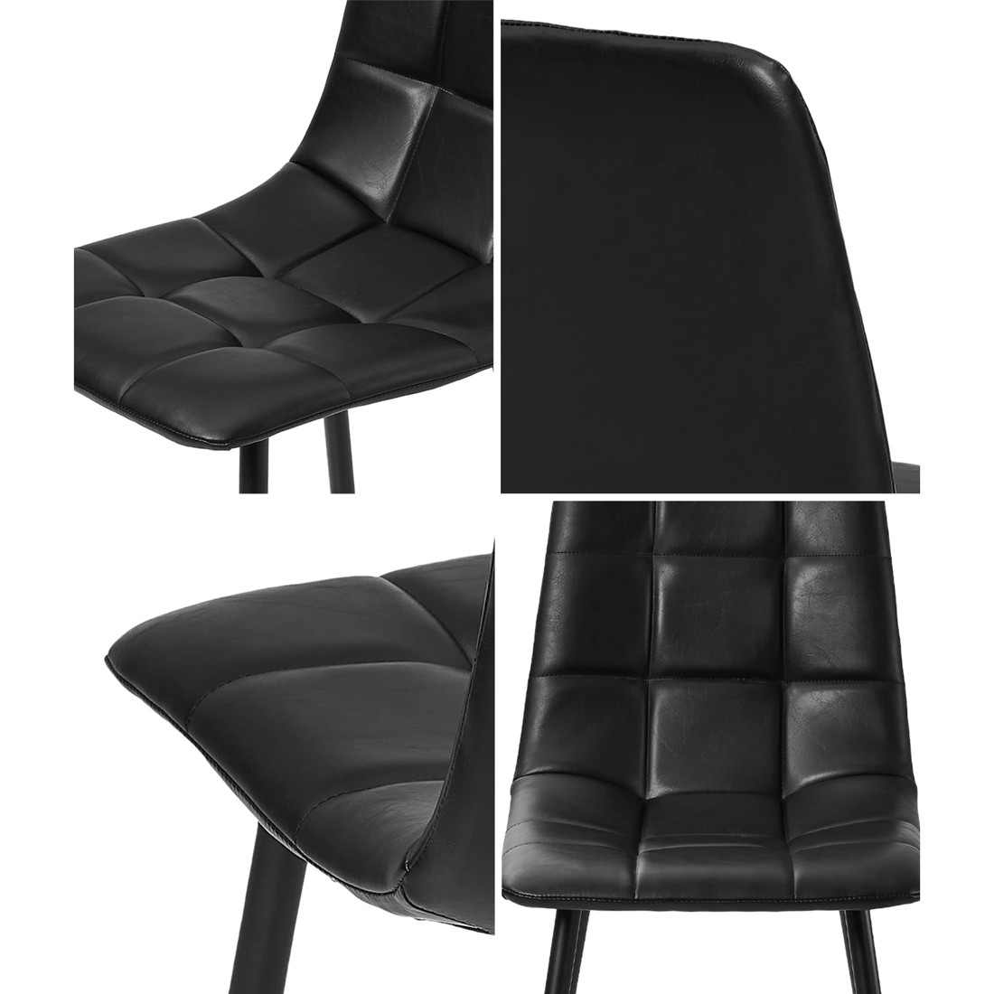 4 Oikiture 4x Padded Dining Chairs Kitchen Pu Leather Seat Retro
 - Black, 4 of 10