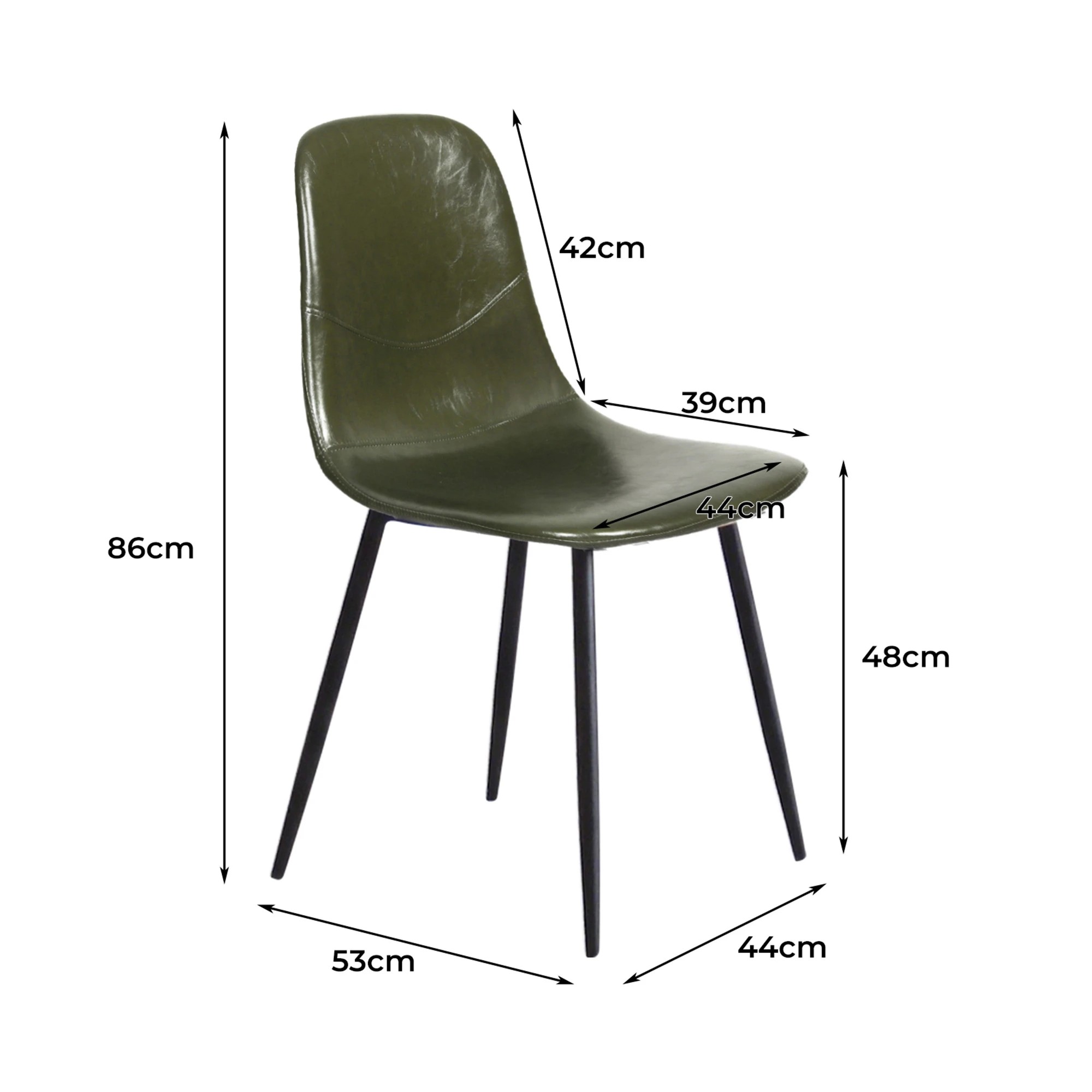 2 Levede 4x Dining Chairs Kitchen Eames Accent Chair Lounge Room Padded PU Leather - Green, 2 of 7