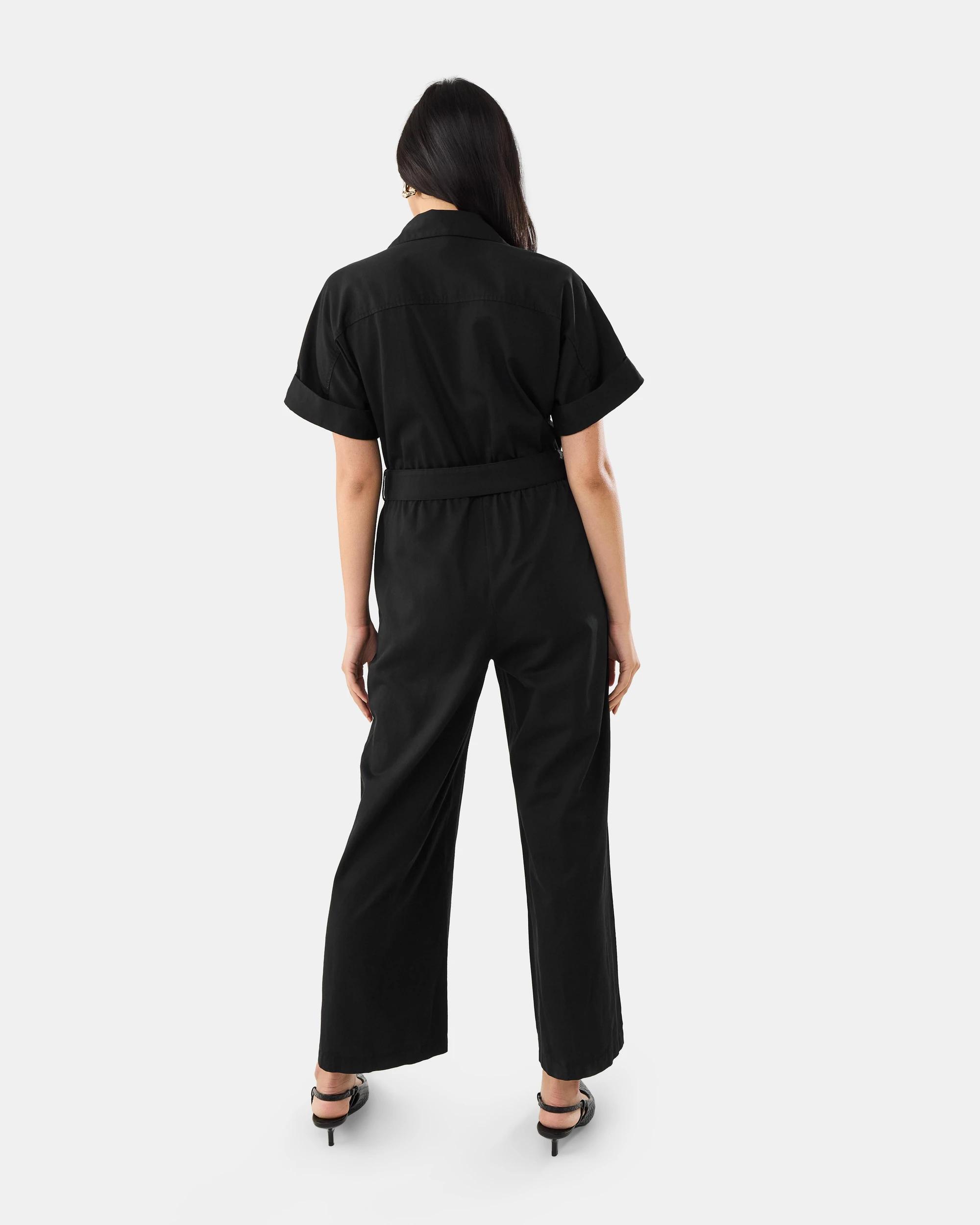 3 Short Sleeve Utility Jumpsuit Black, 3 of 9