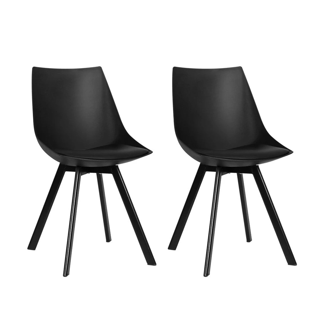 1 Artiss Dining Chairs Set of 2 PU Leather Plastic Metal - Black, 1 of 6