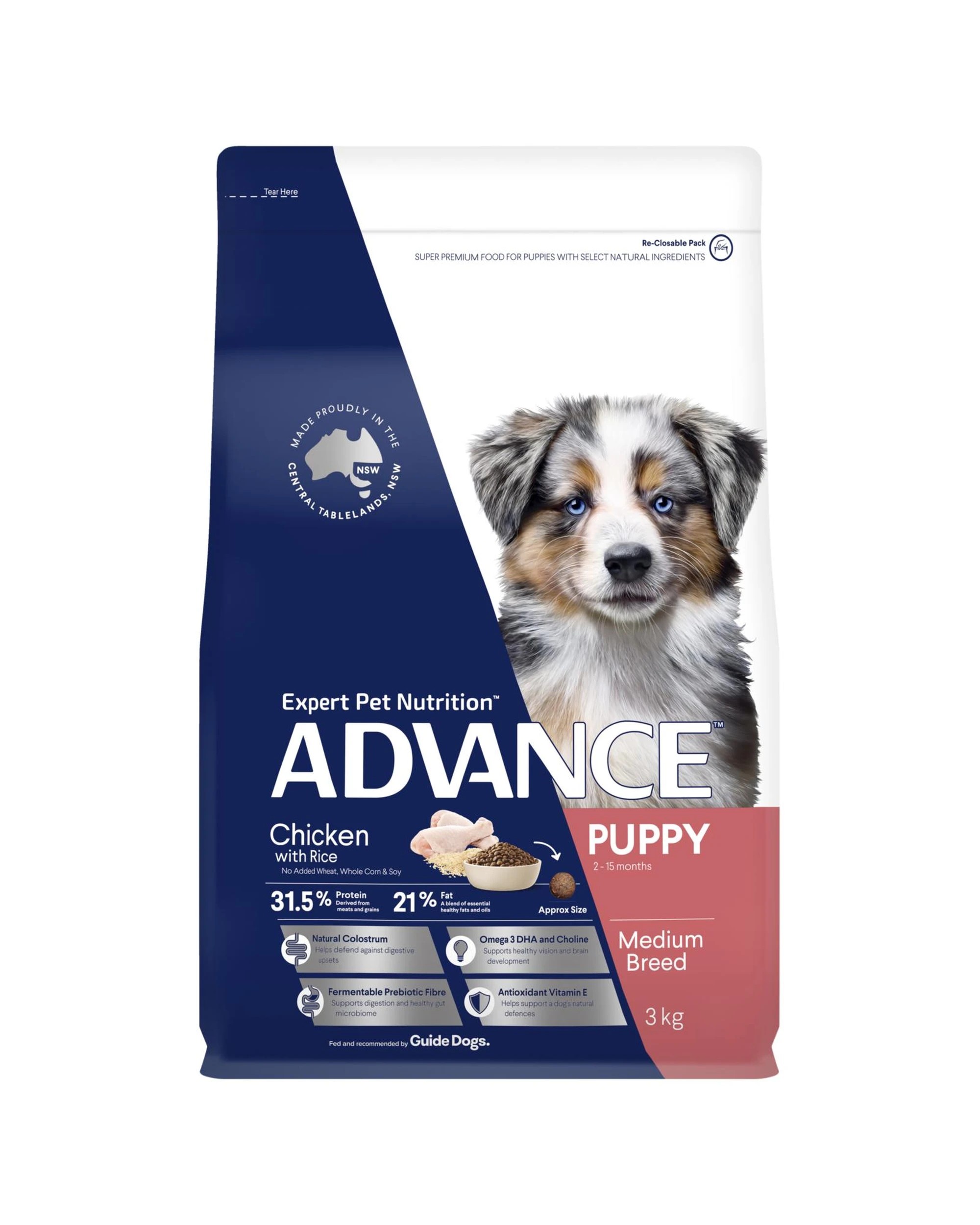 2 Advance Puppy Growth Medium Breed Dry Dog Food Chicken w/ Rice 3kg, 2 of 3