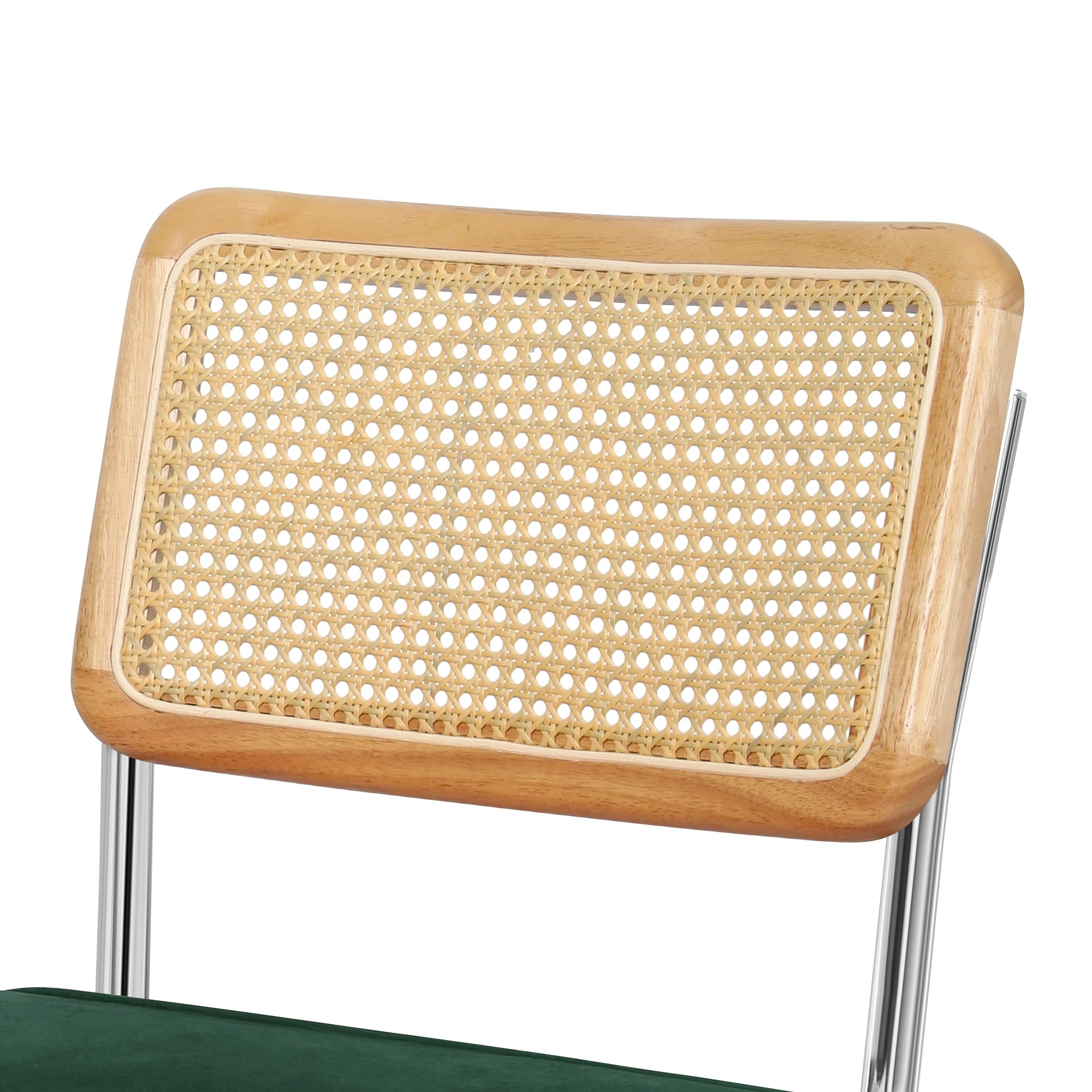 4 Levede 4xRattan  Cesca Velvet Chair Dining - Green, 4 of 9