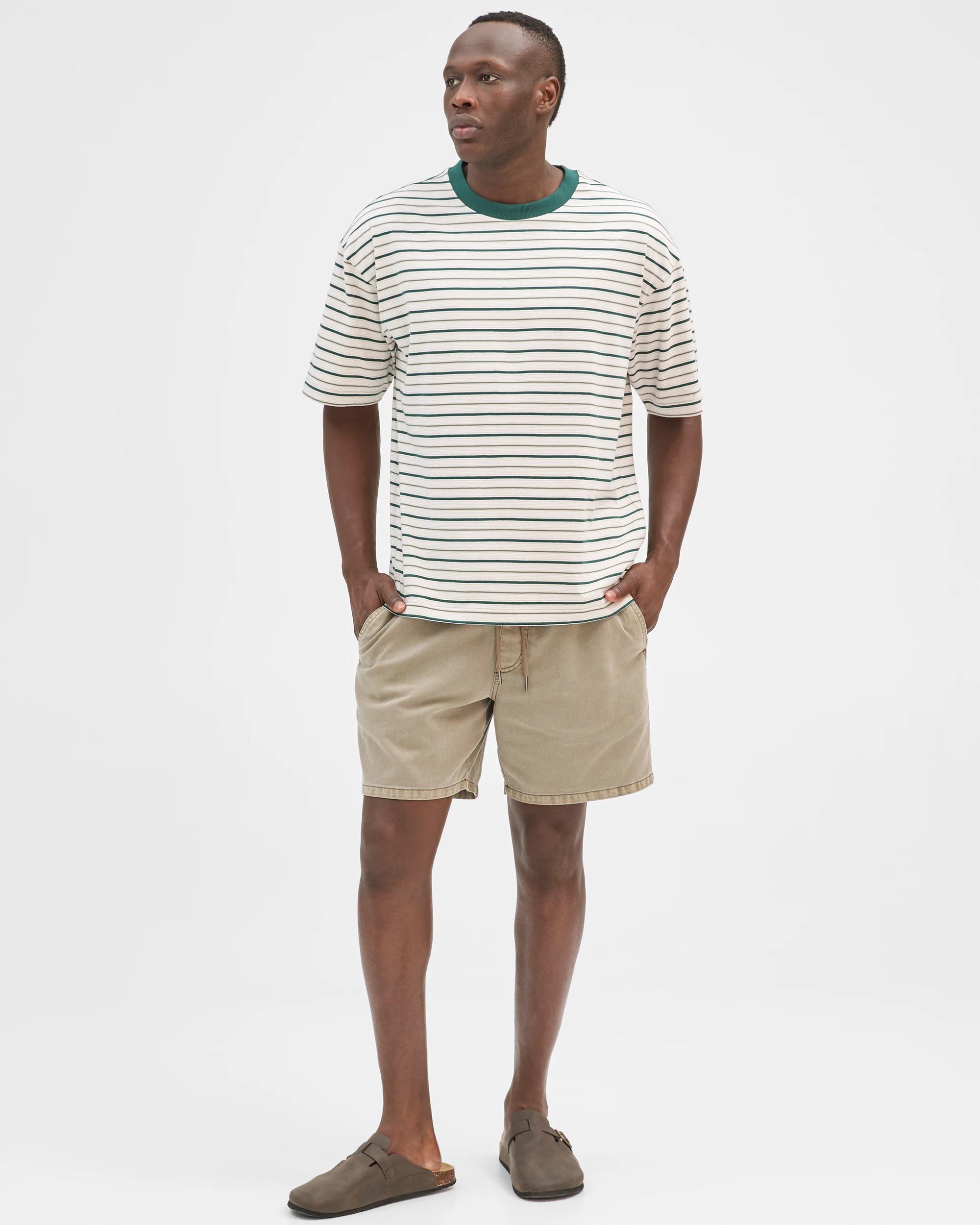1 Commons Australian Cotton Stripe T-Shirt GREEN STRIPE, 1 of 6