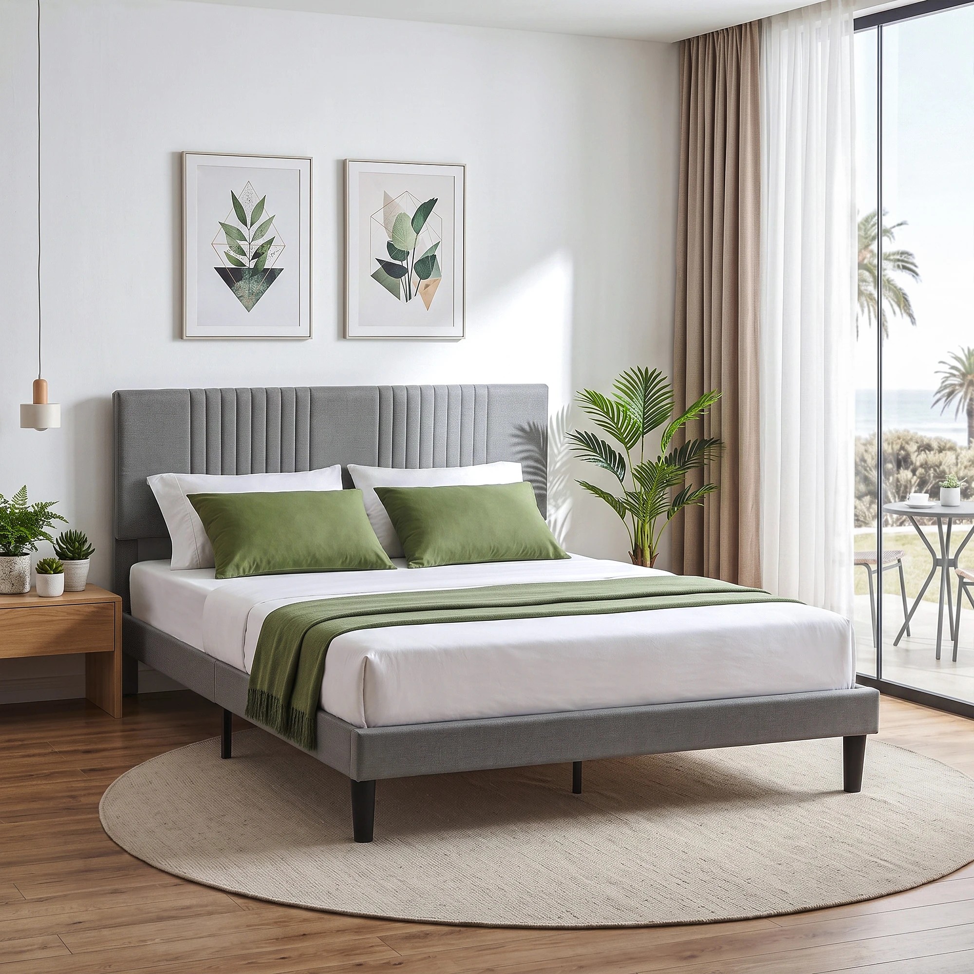 1 Artiss Bed Frame with Adjustable Headboard, 300kg Capacity - Queen Bed - Charcoal, 1 of 8