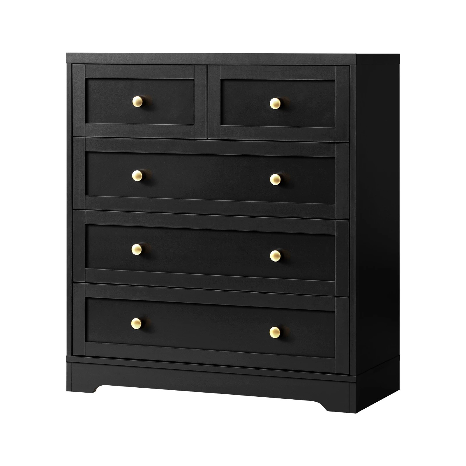 1 Oikiture 5 Chest Of Drawers Tallboy Dresser Table Storage Cabinet
 - Black, 1 of 10