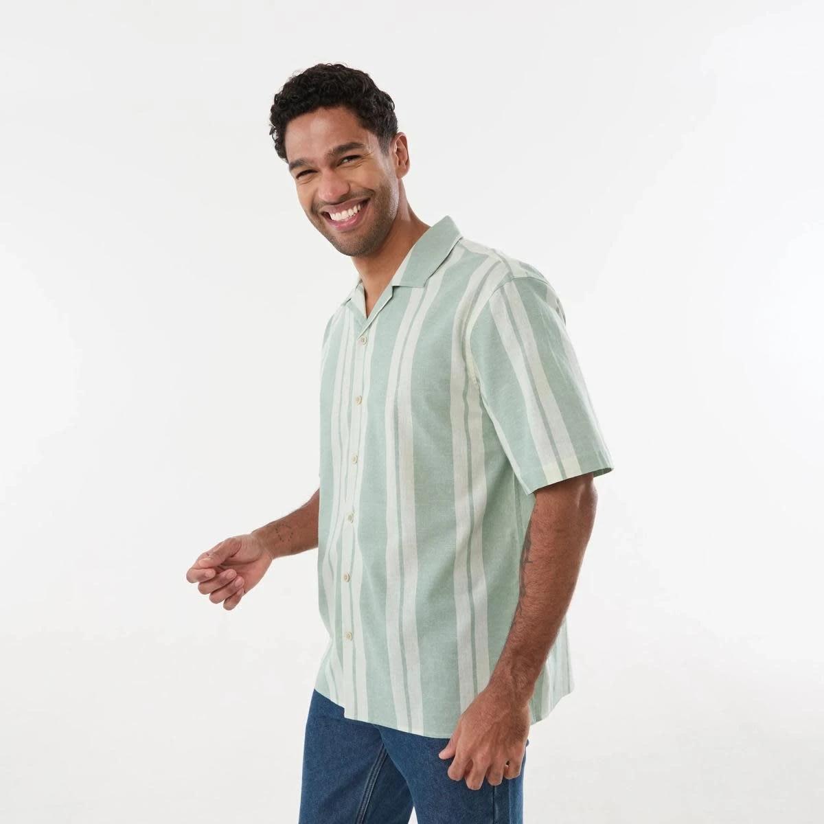 2 Short Sleeve Cotton Linen Stripe Shirt LILY STRIPE, 2 of 5