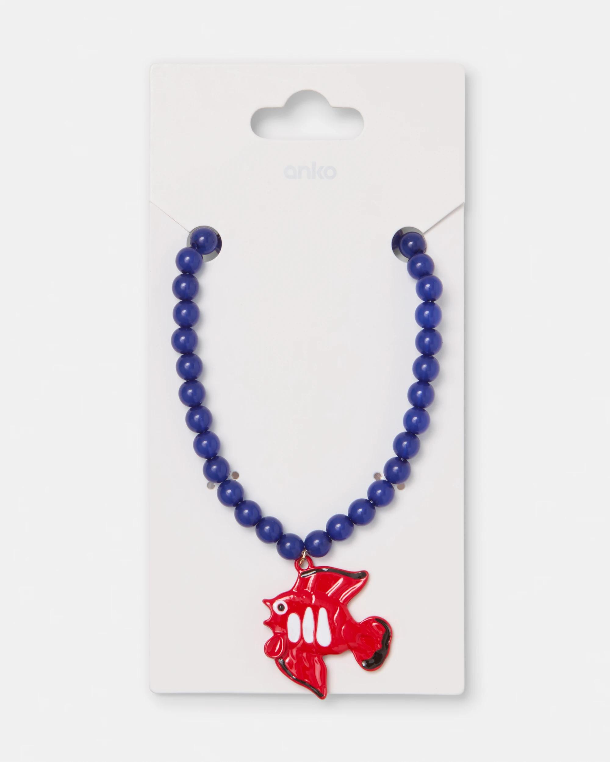 5 Fish Bead Necklace - Blue and Red Blue, 5 of 5