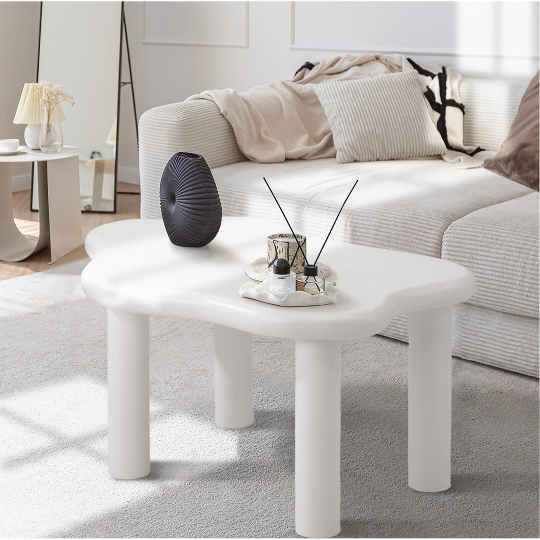 3 Oikiture Coffee Table Side Tables Sofa Cafe Desk Cloud Irregular
 - White, 3 of 10