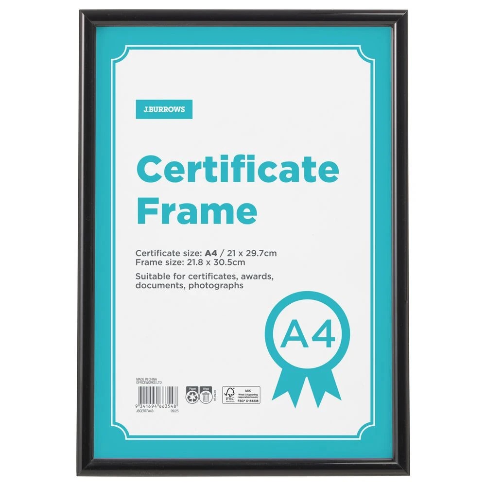 3 A4 Certificate Frame Black, 3 of 4