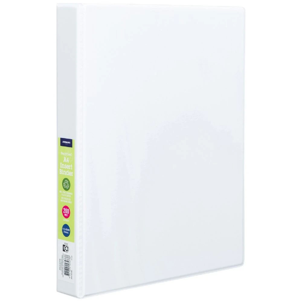 1 J.Burrows Insert Binder A4 4 D-Ring 25mm White, 1 of 6